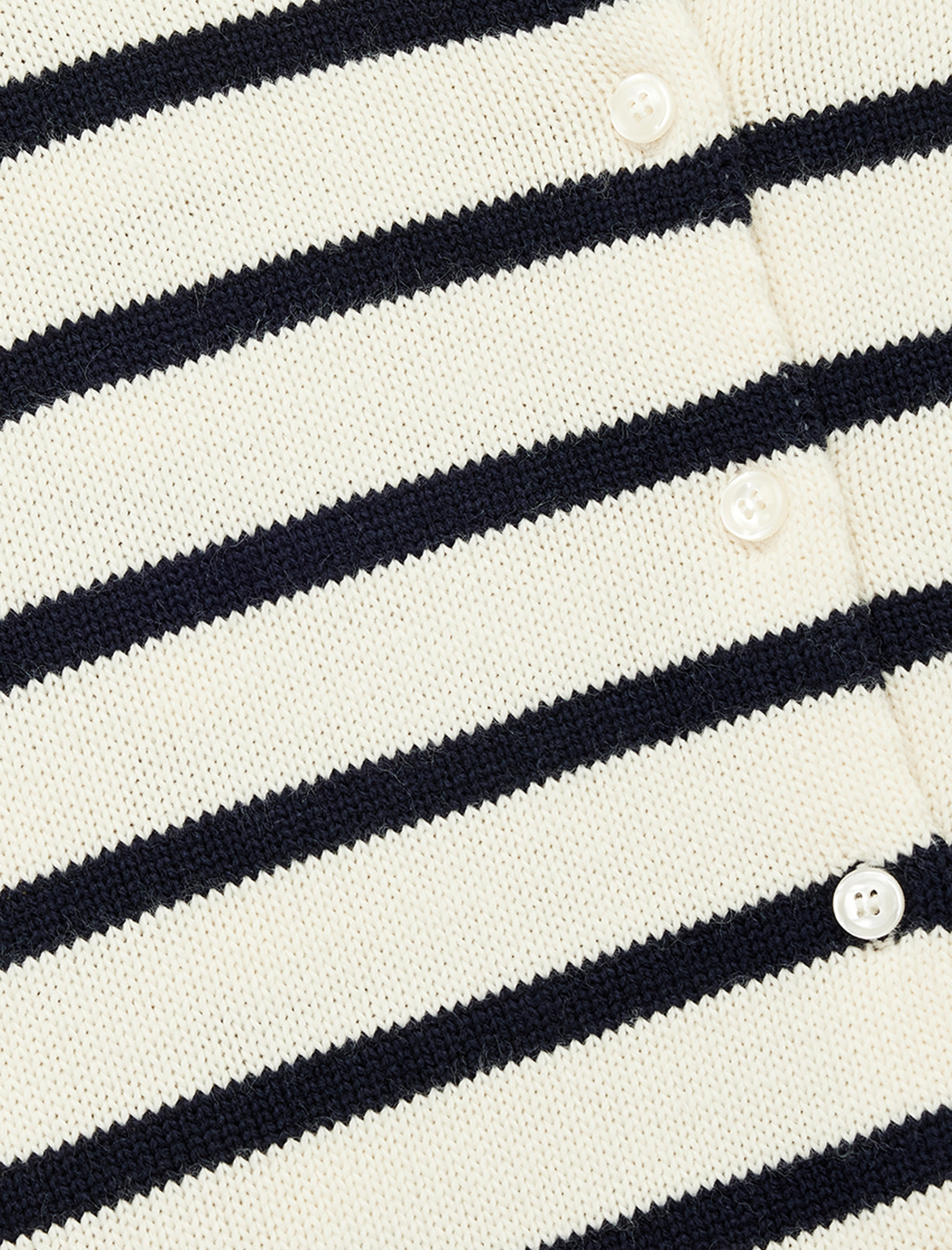   Uzun Kollu Düğmeli Bisiklet Yaka Çizgili Triko Hırka