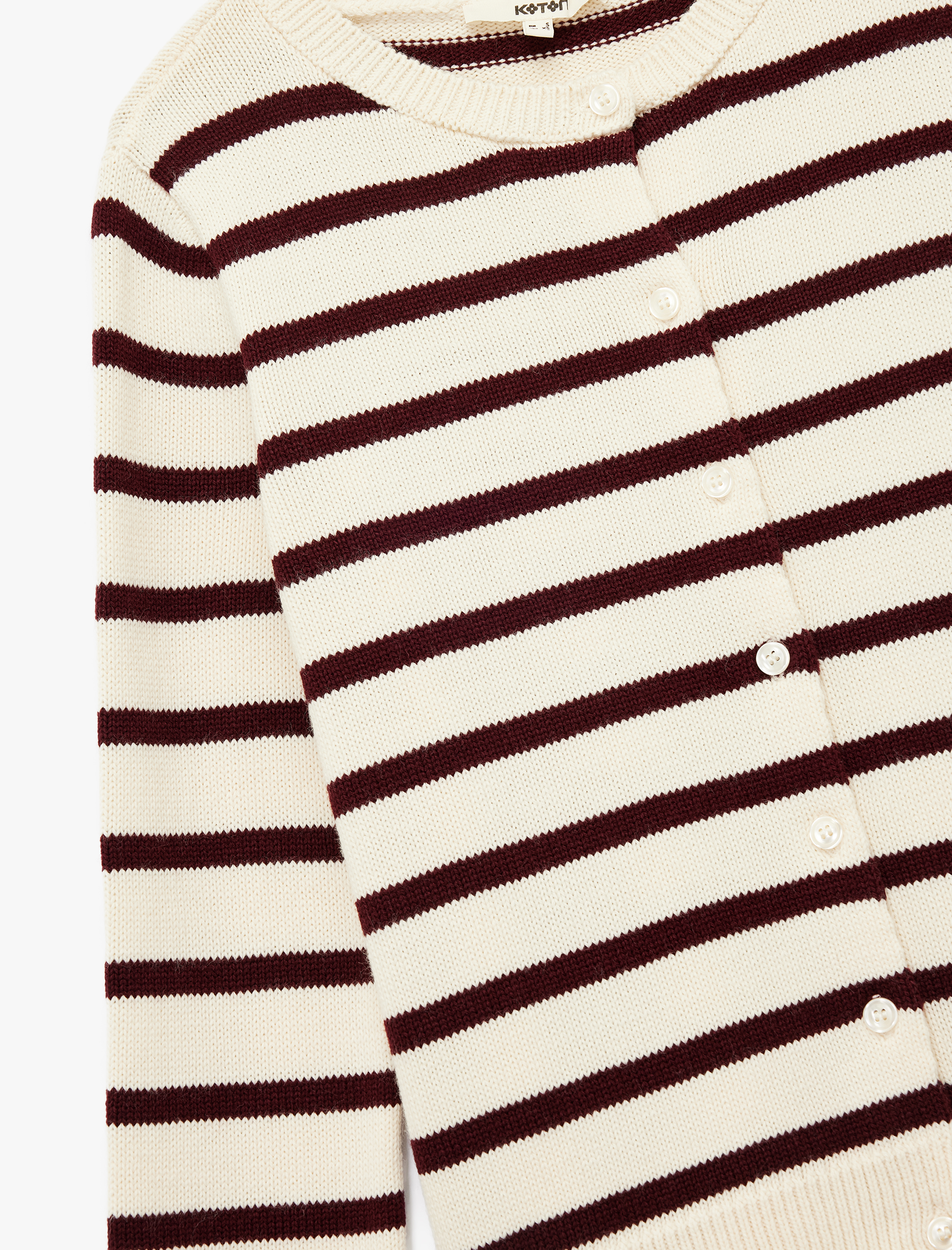   Uzun Kollu Düğmeli Bisiklet Yaka Çizgili Triko Hırka