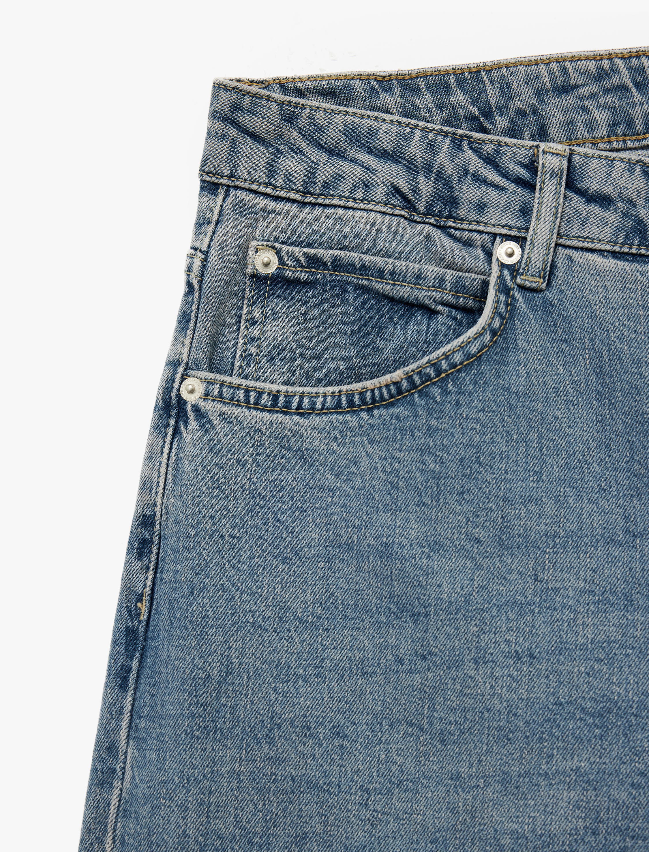   Normal Bel Pamuklu Vintage Straight Fit Jean Pantolon