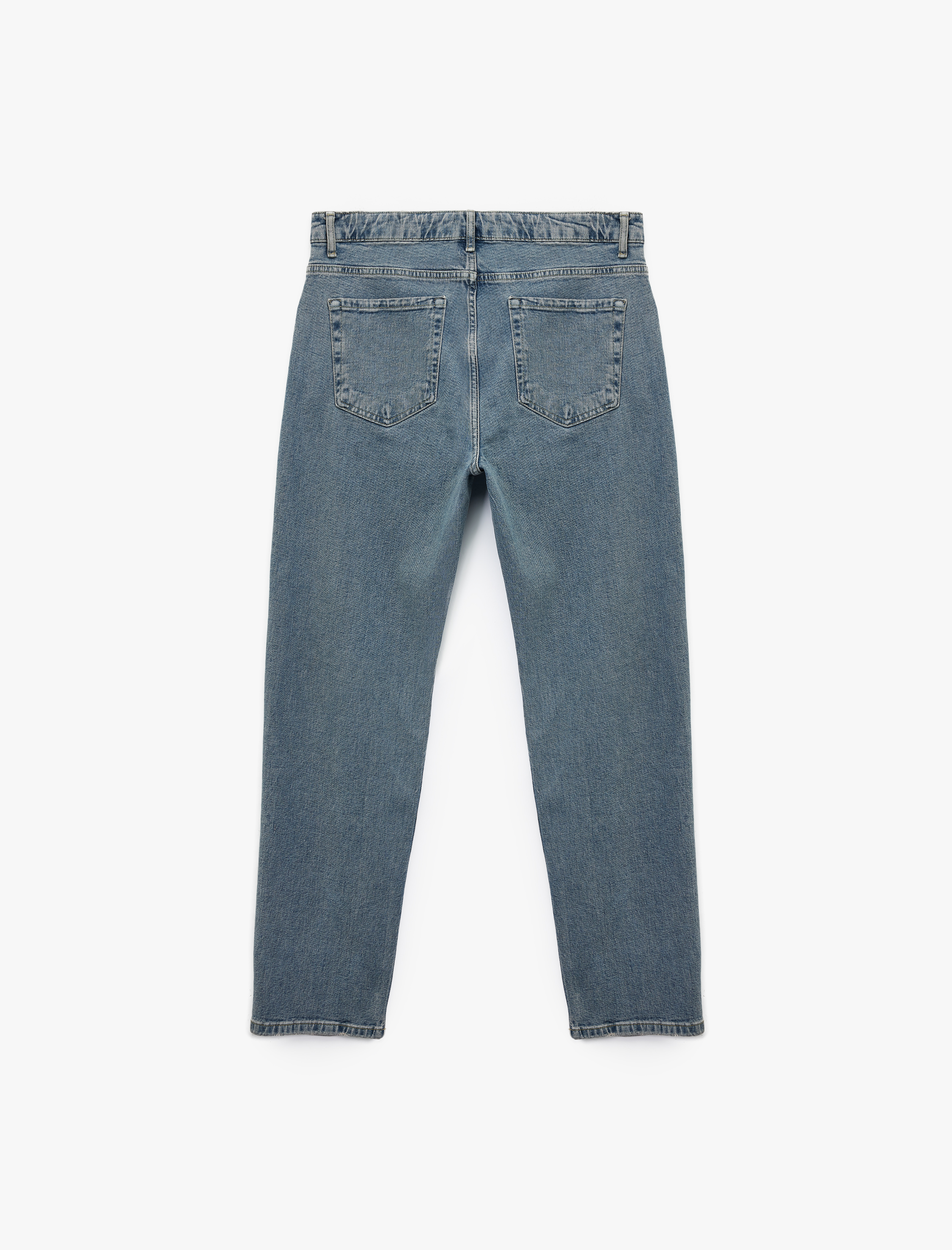   Normal Bel Pamuklu Vintage Straight Fit Jean Pantolon