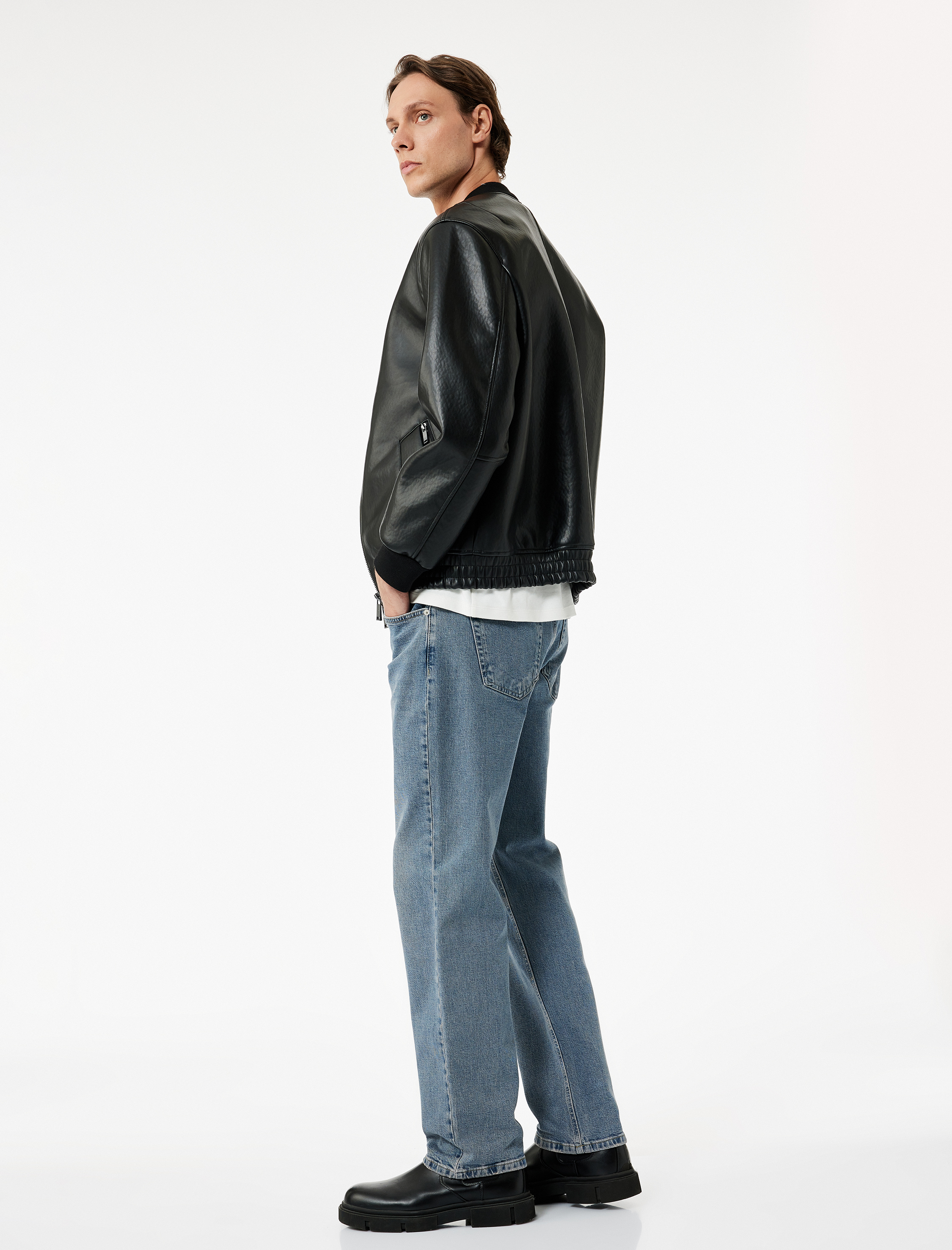   Normal Bel Pamuklu Vintage Straight Fit Jean Pantolon