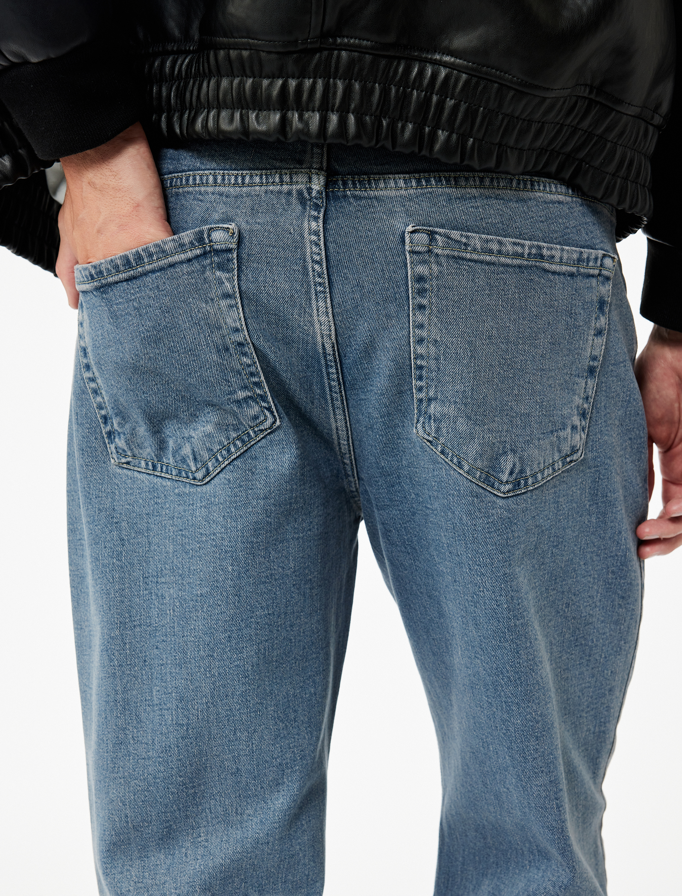   Normal Bel Pamuklu Vintage Straight Fit Jean Pantolon