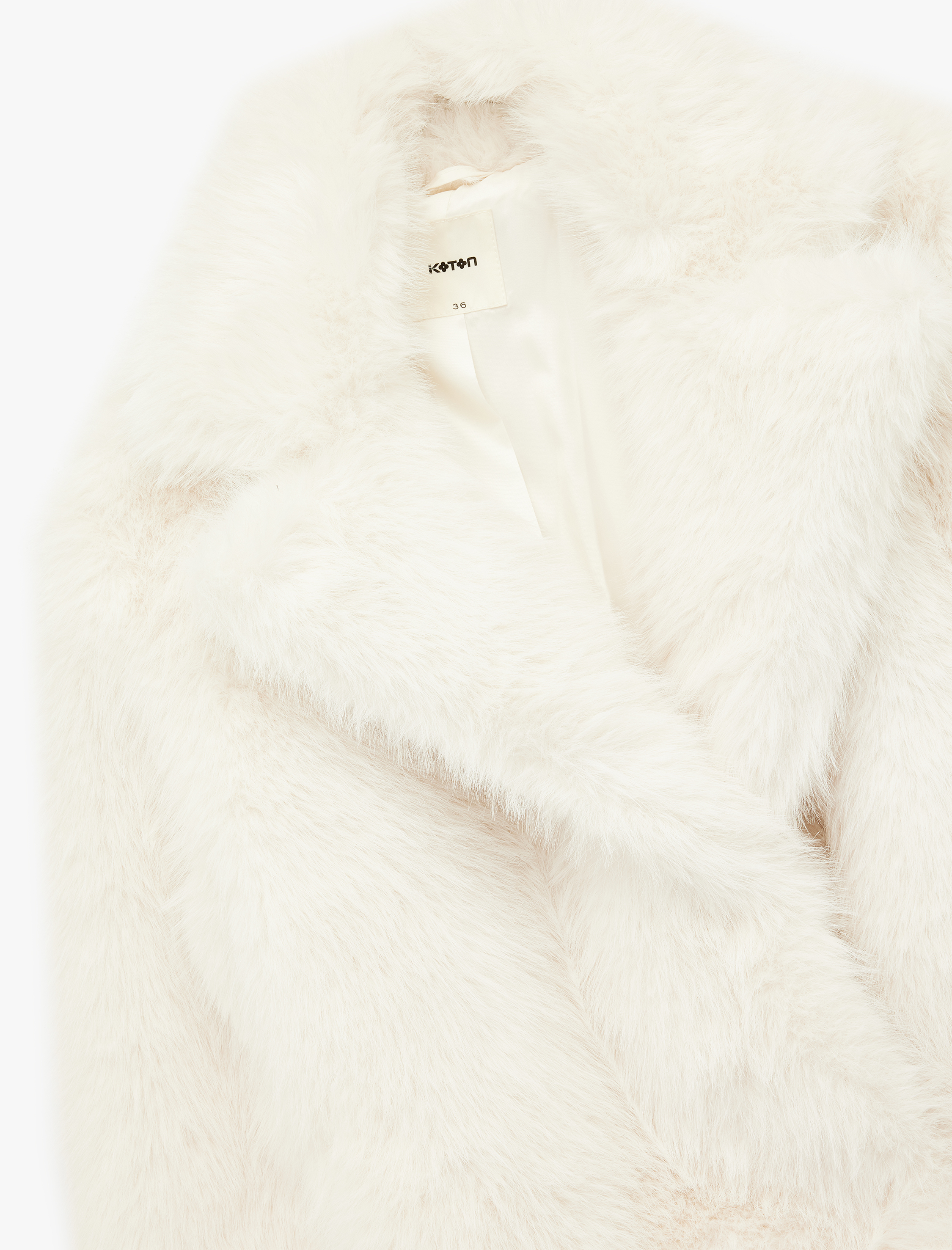   Kruvaze Yaka Uzun Kollu Kısa Suni Kürk Kaban