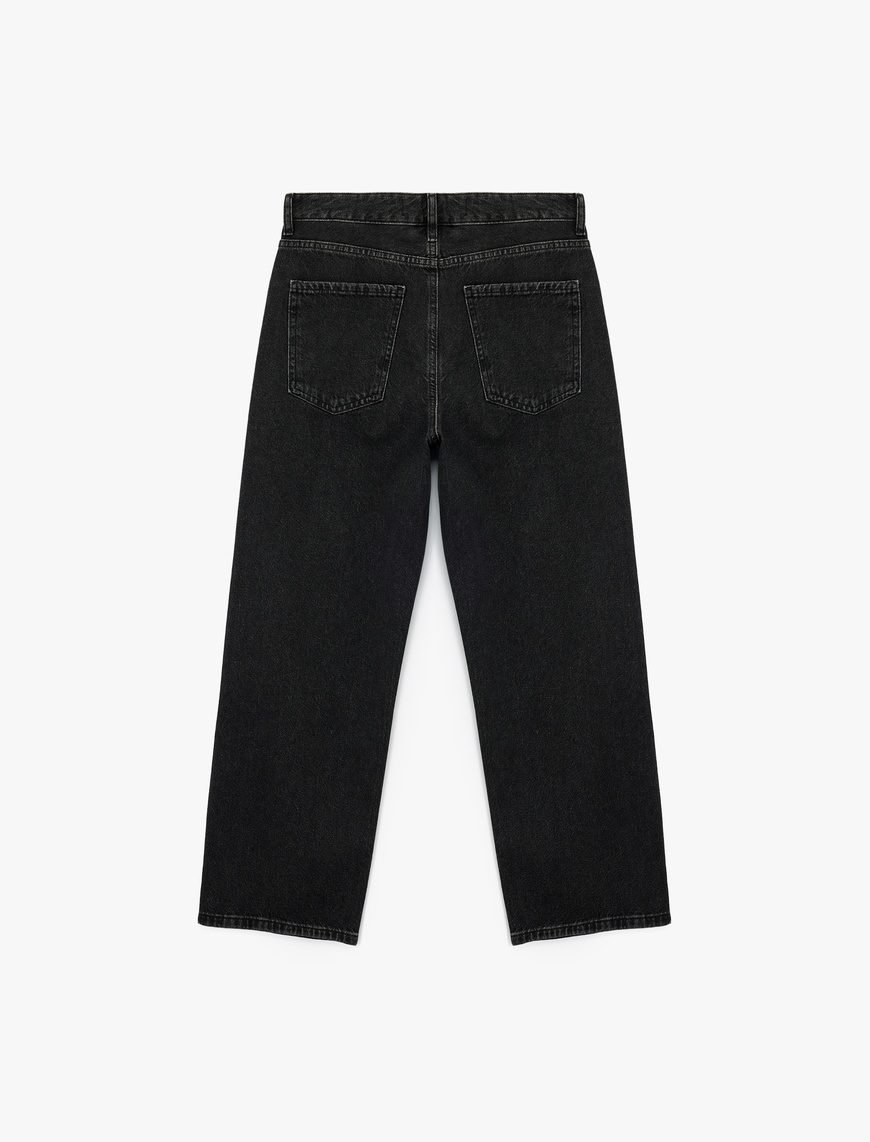   Taş Detaylı Straight Fit Düz Paça Jean Pantolon - Straight Jeans
