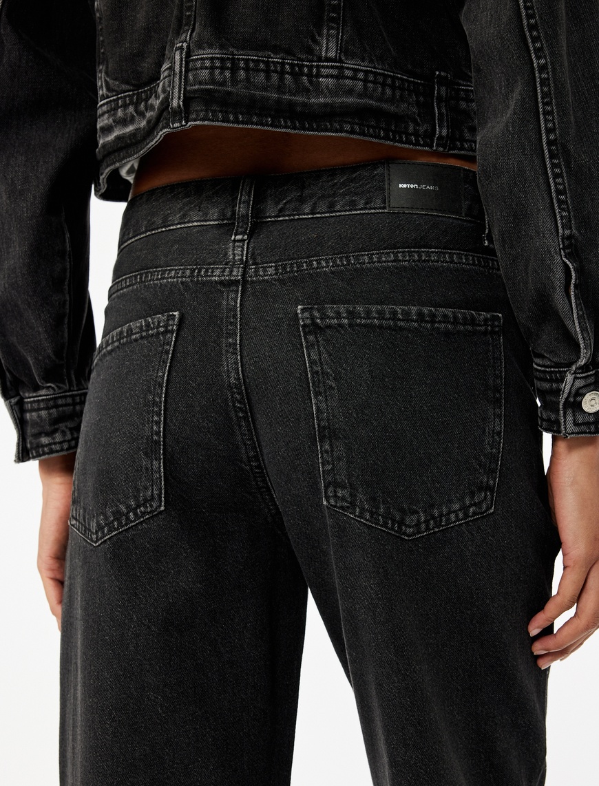   Taş Detaylı Straight Fit Düz Paça Jean Pantolon - Straight Jeans