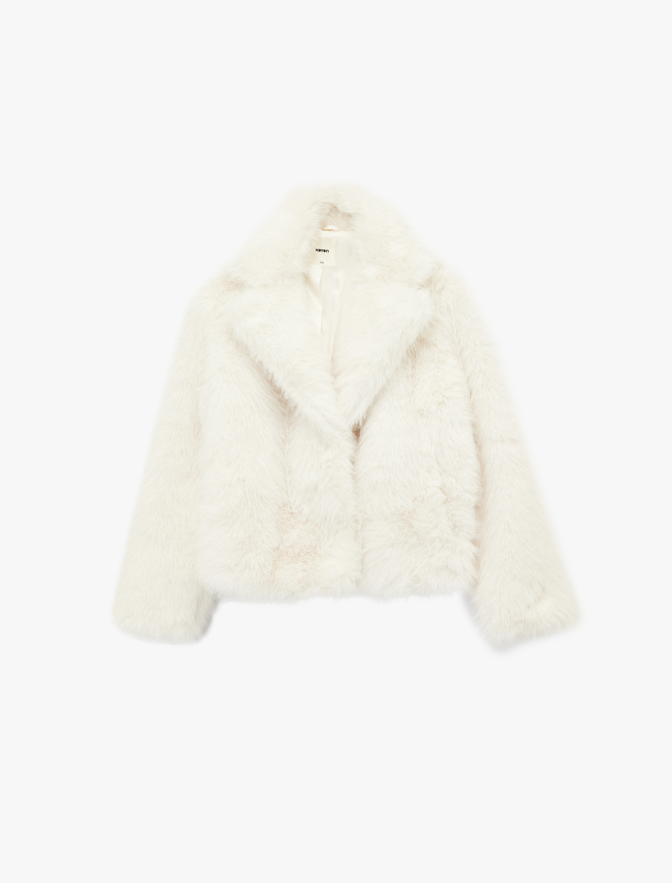   Kruvaze Yaka Uzun Kollu Kısa Suni Kürk Kaban