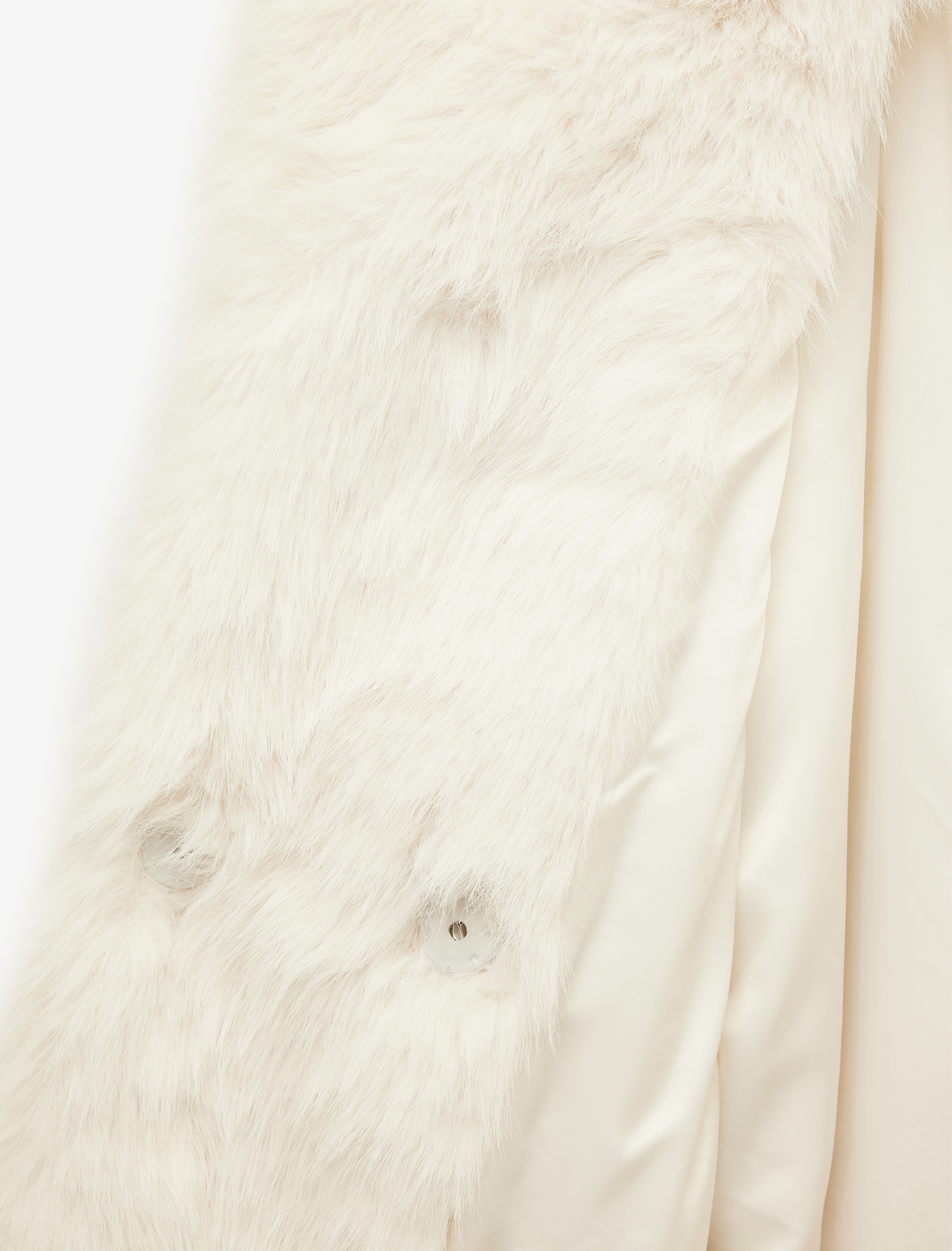   Kruvaze Yaka Uzun Kollu Kısa Suni Kürk Kaban