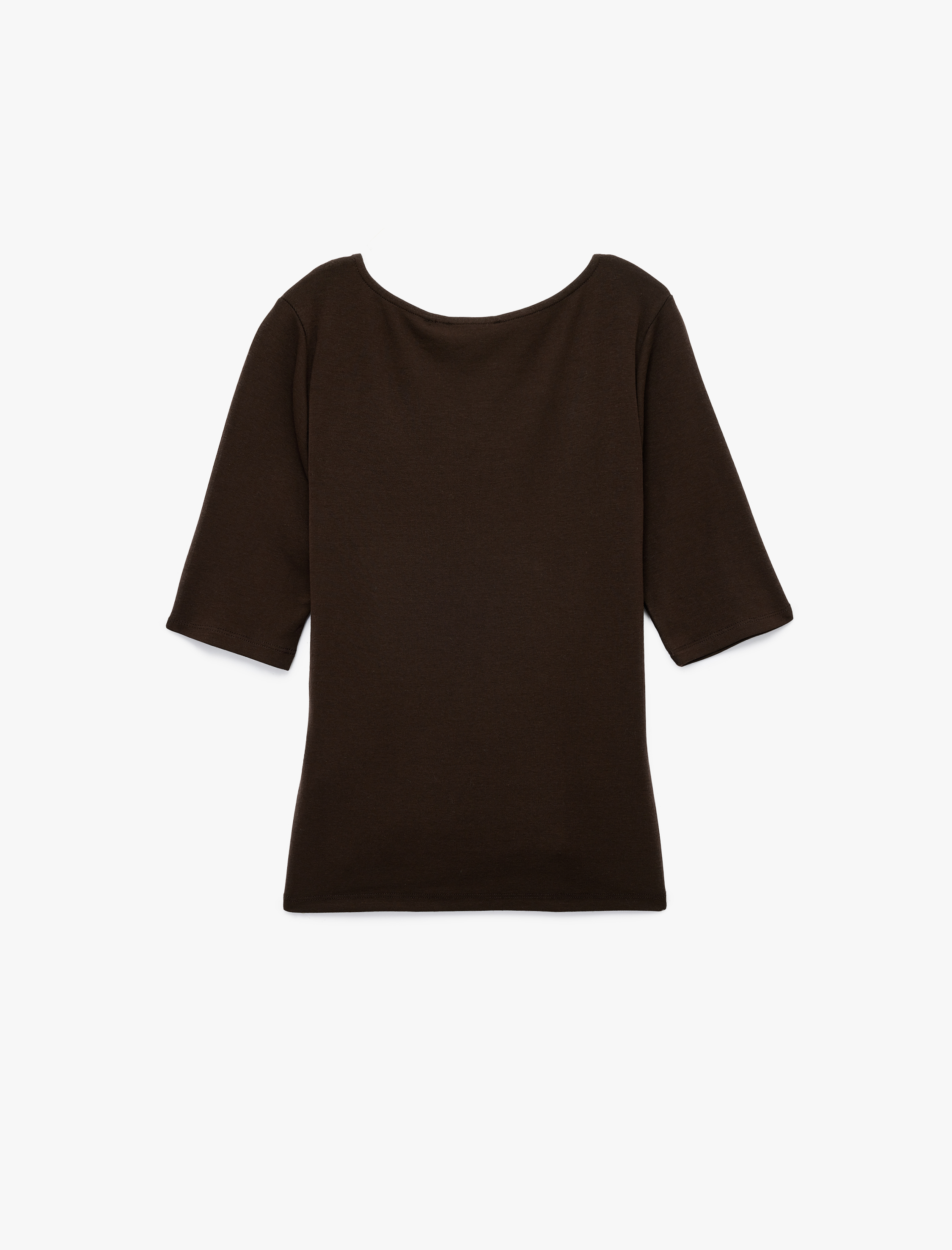   Slim Fit Kısa Kollu Kayık Yaka Drape Detaylı Tişört