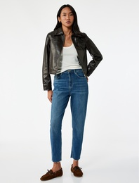 Yüksek Bel Mom Jean Pantolon - Mom Slim Jean