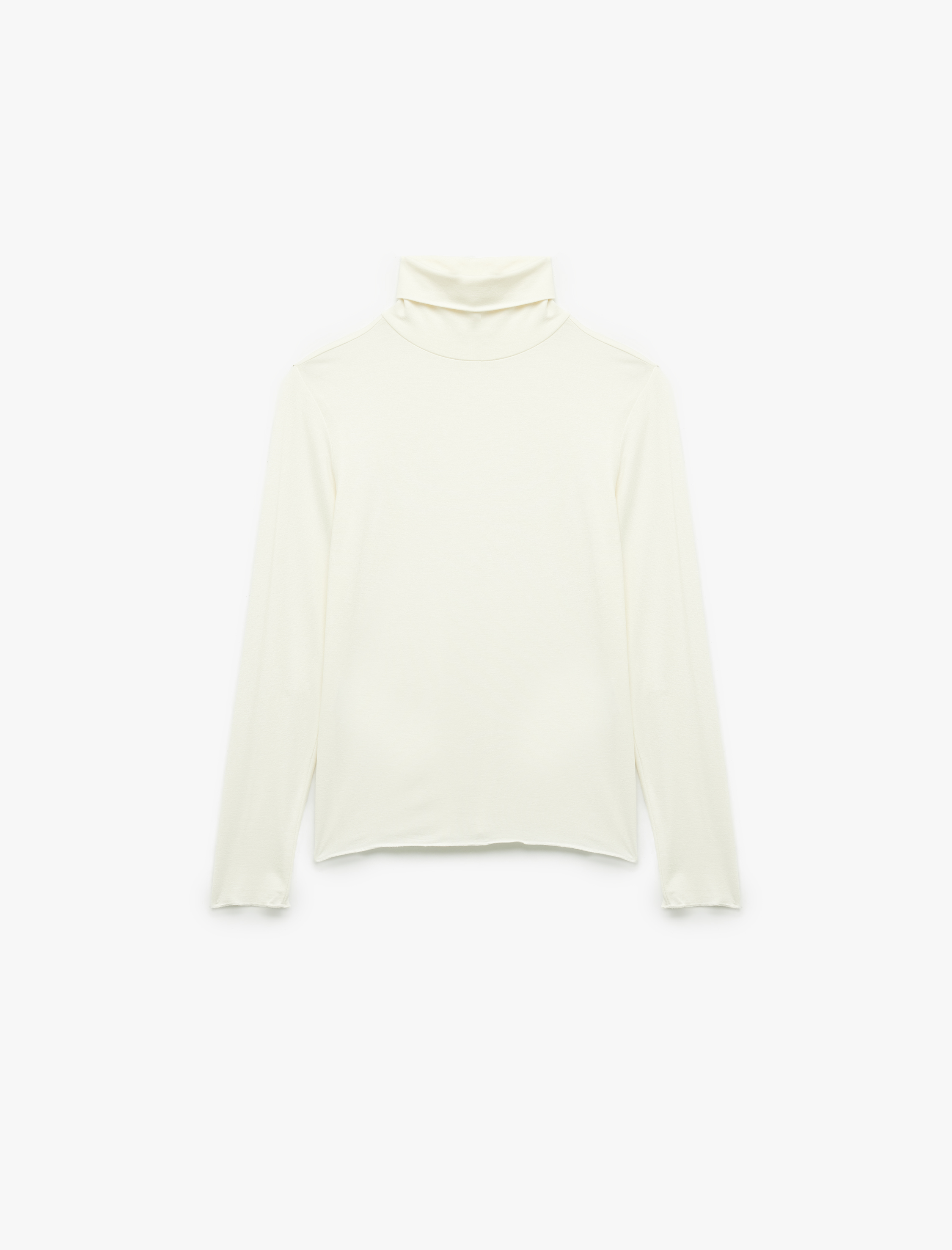   Slim Fit Viskon Kumaş Uzun Kollu Balıkçı Yaka Tişört