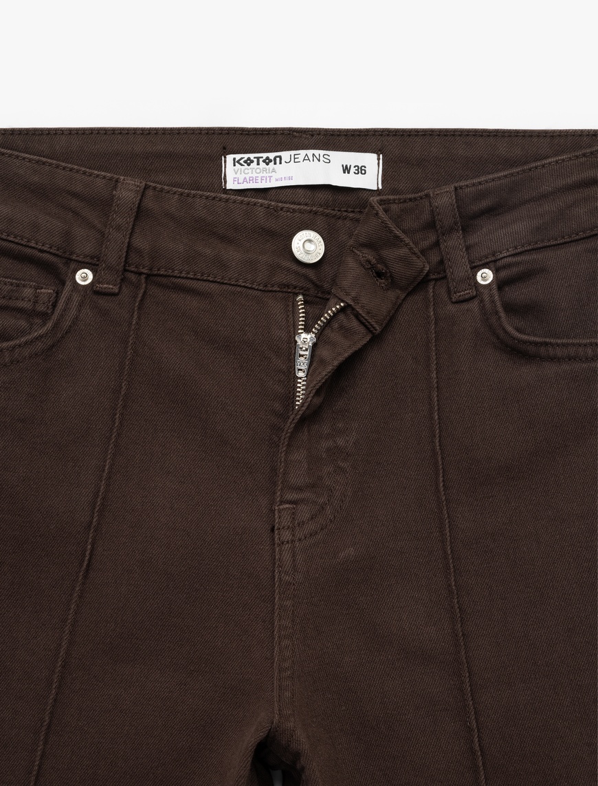   Dar Kesim Nervürlü İspanyol Paça Jean Pantolon - Flare Jeans