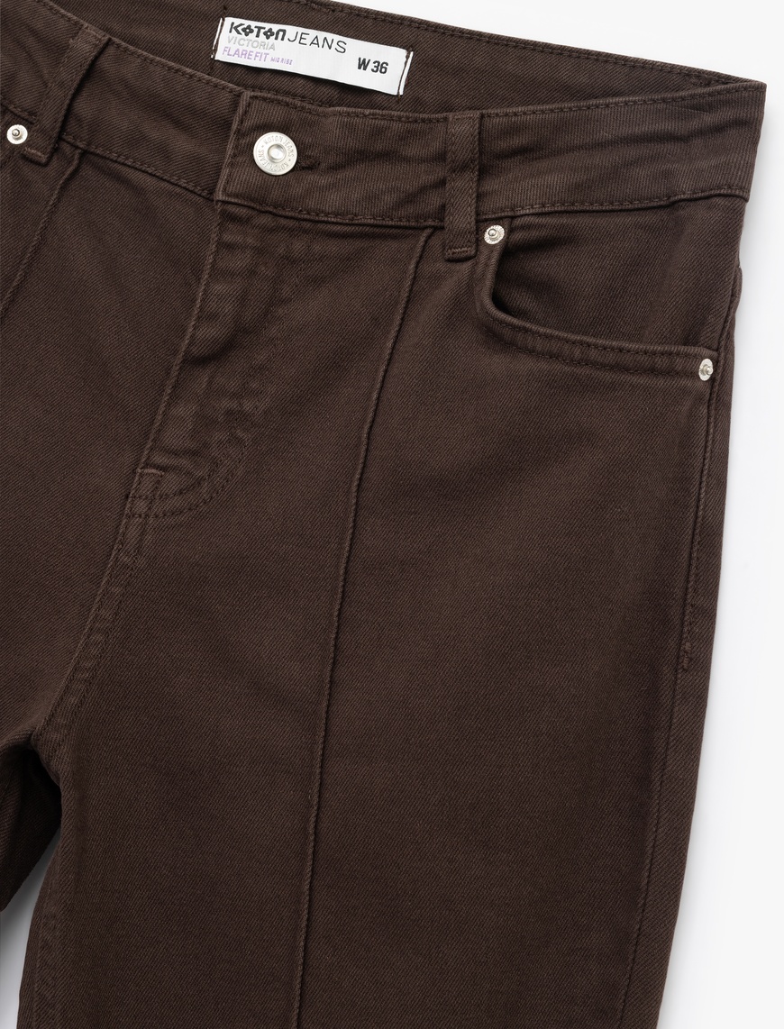   Dar Kesim Nervürlü İspanyol Paça Jean Pantolon - Flare Jeans