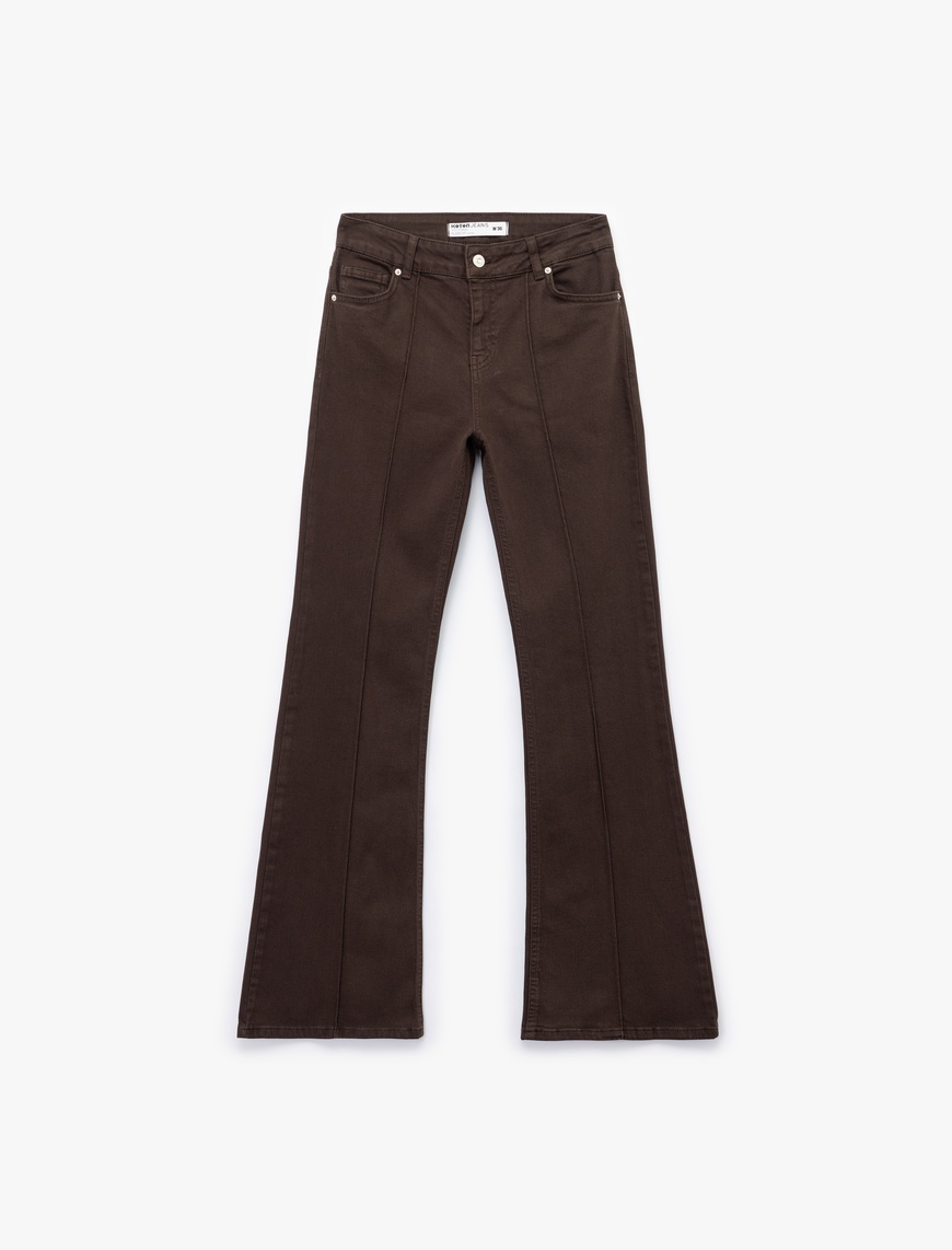  Dar Kesim Nervürlü İspanyol Paça Jean Pantolon - Flare Jeans