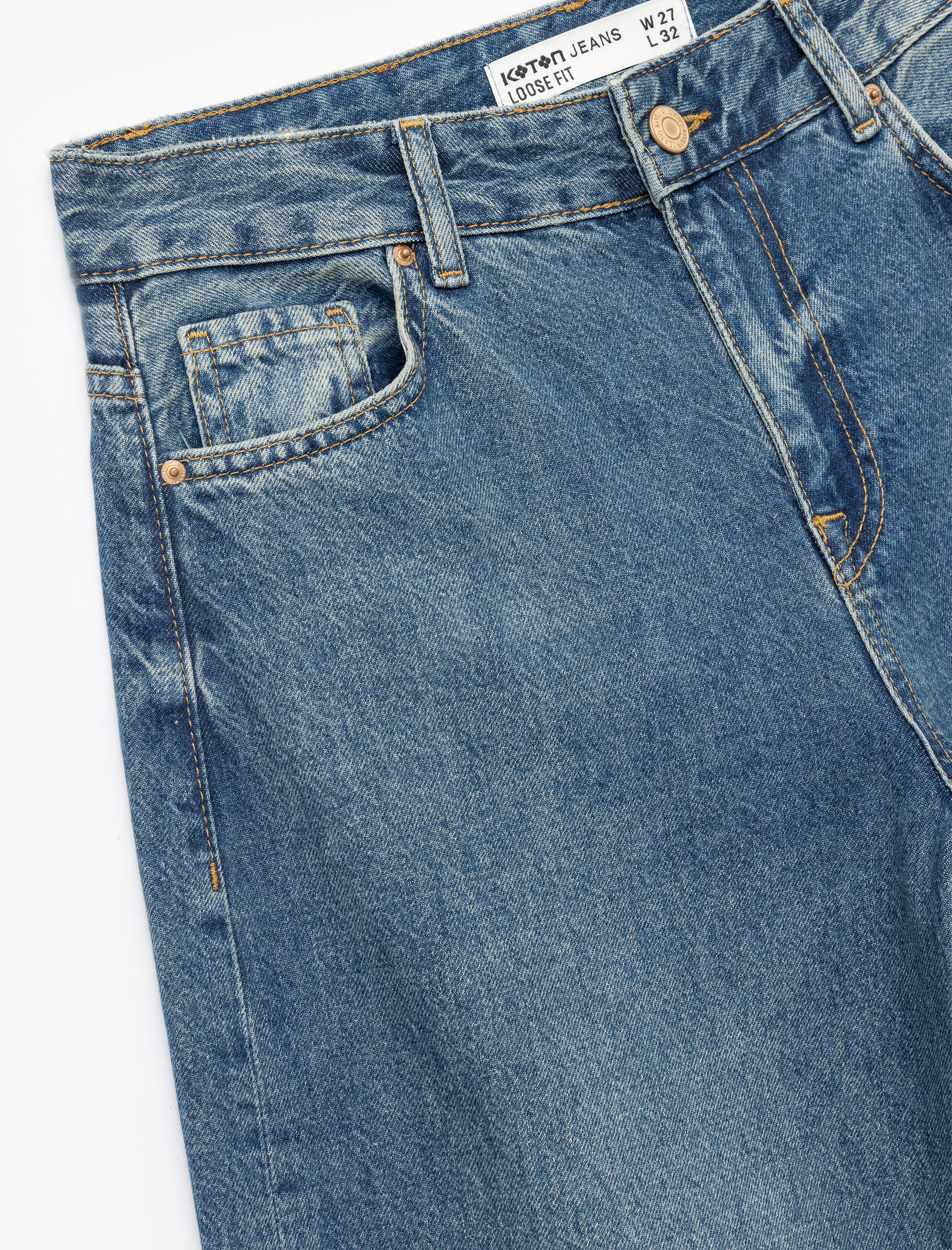   Pamuklu Loose Fit Düz Kalıp Jean Pantolon - Loose Straight Fit Jean