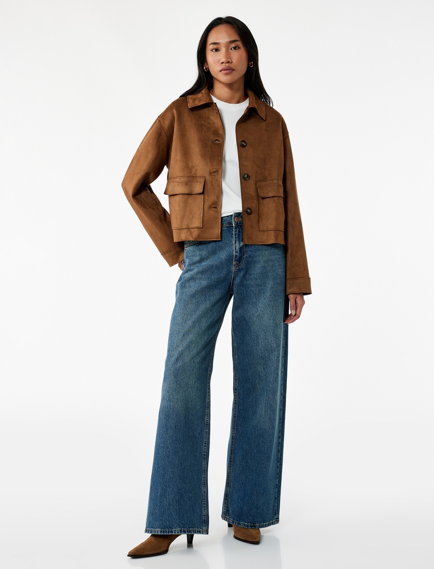   Pamuklu Loose Fit Düz Kalıp Jean Pantolon - Loose Straight Fit Jean