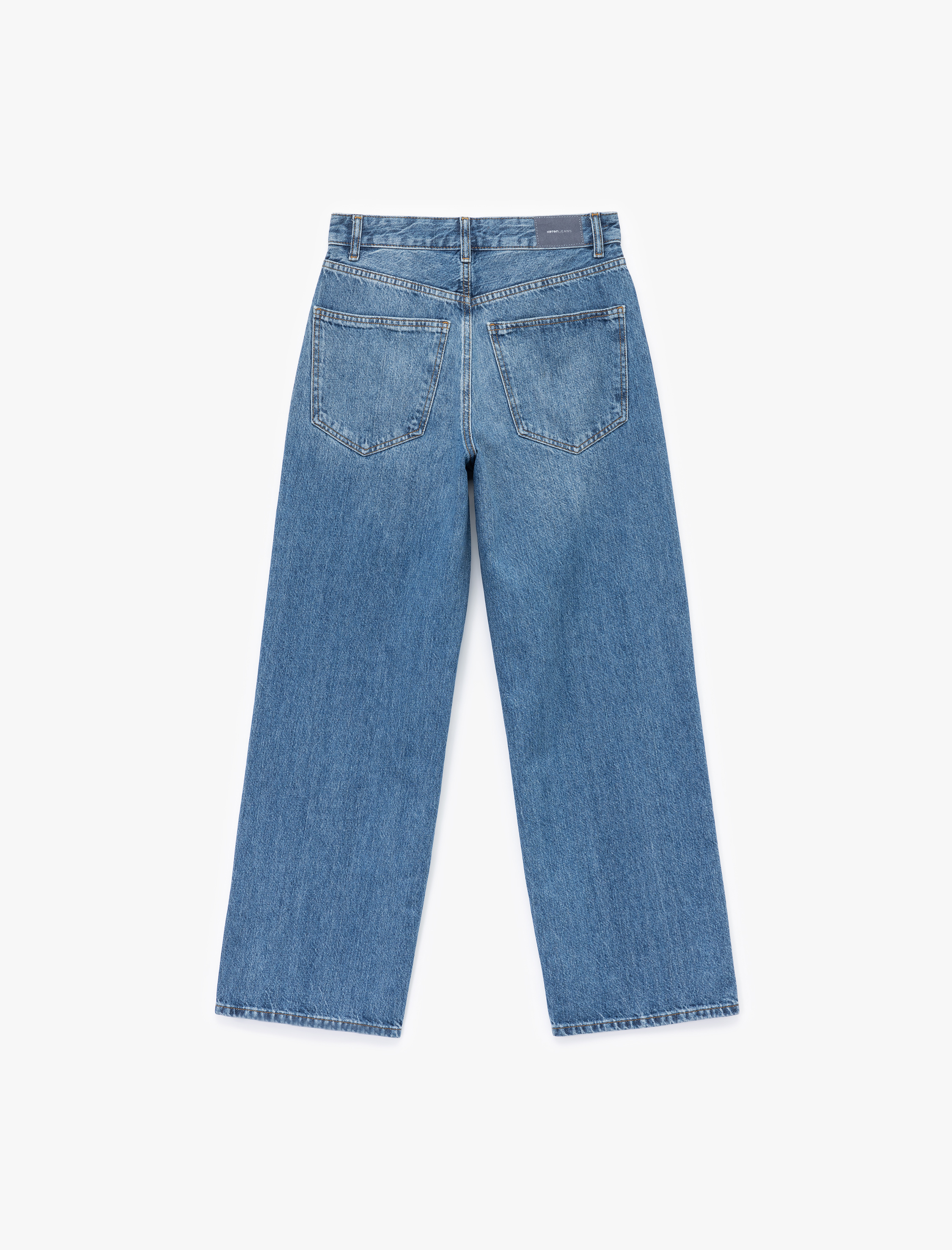   Pamuklu Bol Kalıp Düğmeli Cep Detaylı Baggy Jean Pantolon - Baggy Jeans