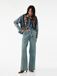 Geniş Paça Rahat Kalıp Pamuklu Jean Pantolon - Wide Leg Jeans