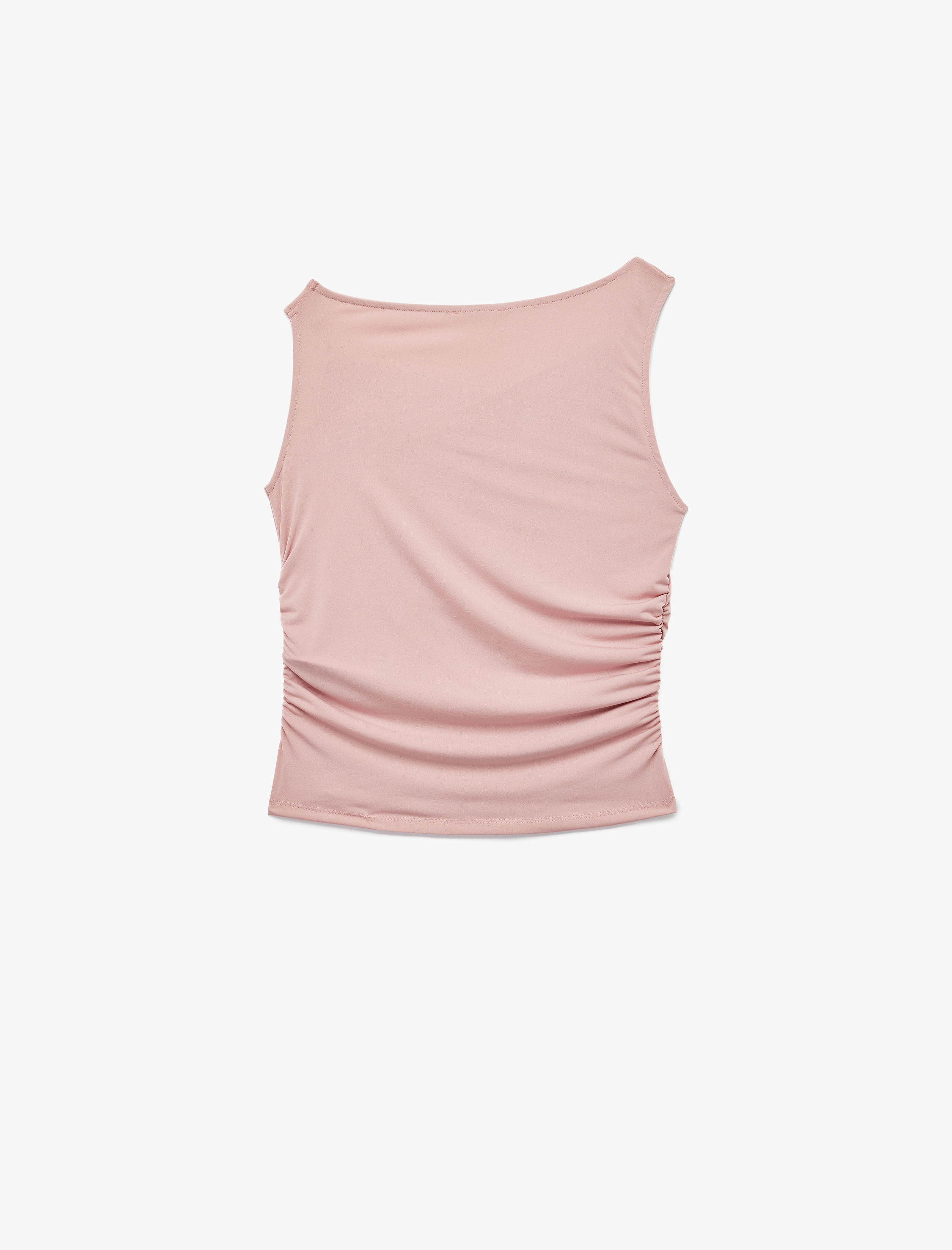   Sandy Kumaş Slim Fit Asimetrik Yaka Kolsuz Bluz