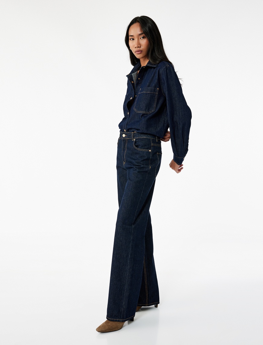   Normal Bel Düz Paça Jean Pantolon - Longer Straight Fit Jeans