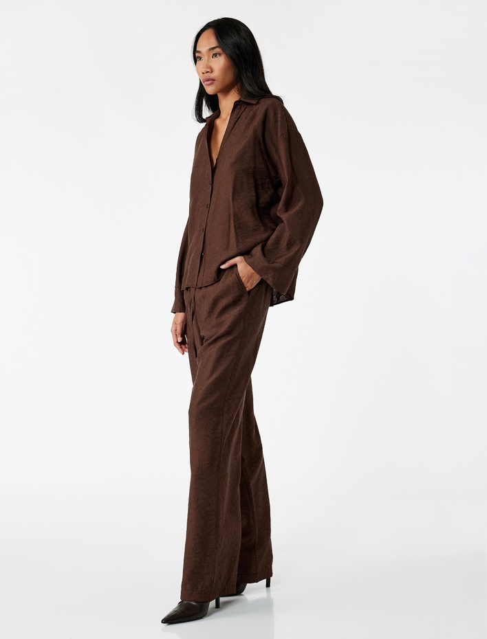  Modal Kumaş Regular Fit 3/4 Kol Crop Gömlek