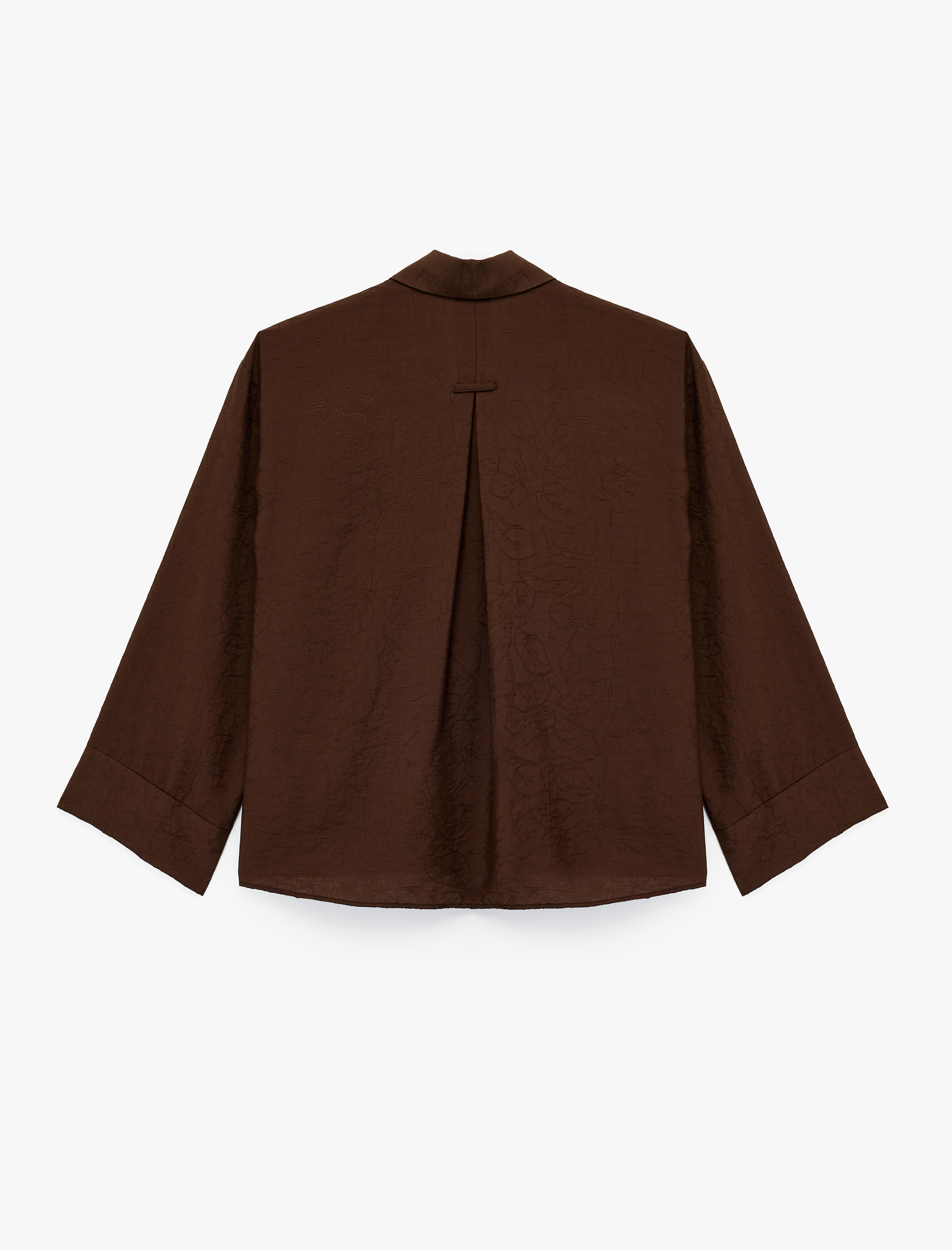   Modal Kumaş Regular Fit 3/4 Kol Crop Gömlek