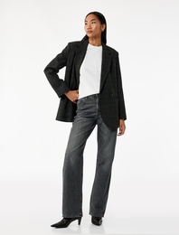 Yıkamalı Cepli Normal Bel Düz Paça Jean Pantolon -  Longer Straight Fit Jean