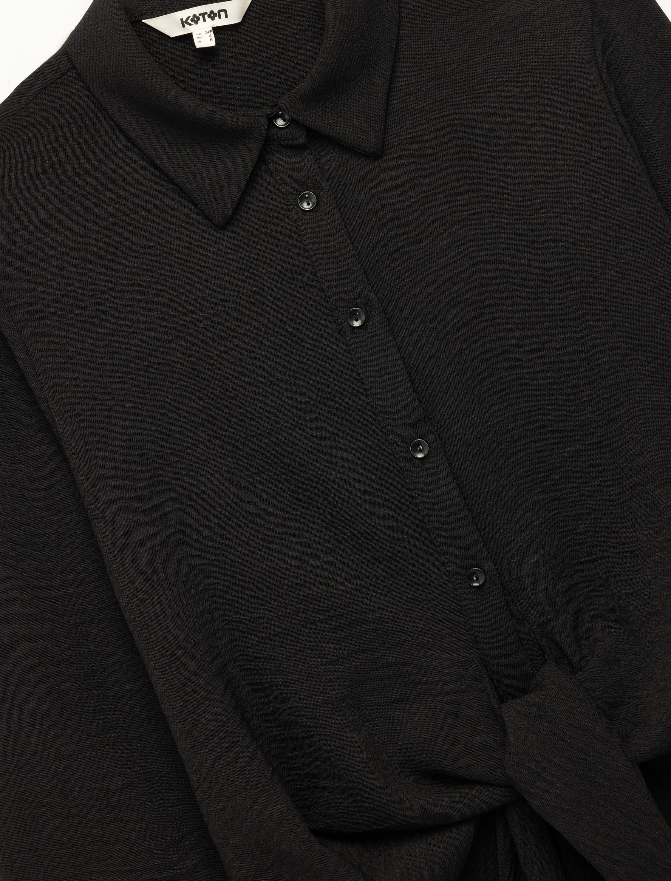   Aerobin Kumaş Önden Bağlama Detaylı Klasik Yaka Uzun Kollu Gömlek