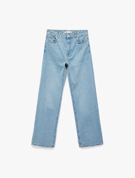Normal Bel Düz Paça Jean Pantolon - Longer Straight Fit Jeans
