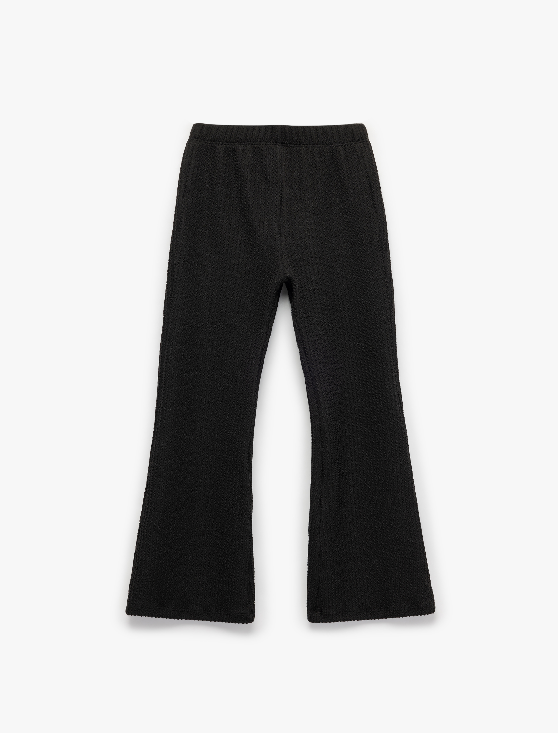 Kız Çocuk Beli Lastikli Dokulu  Basic İspanyol Paça Pantolon