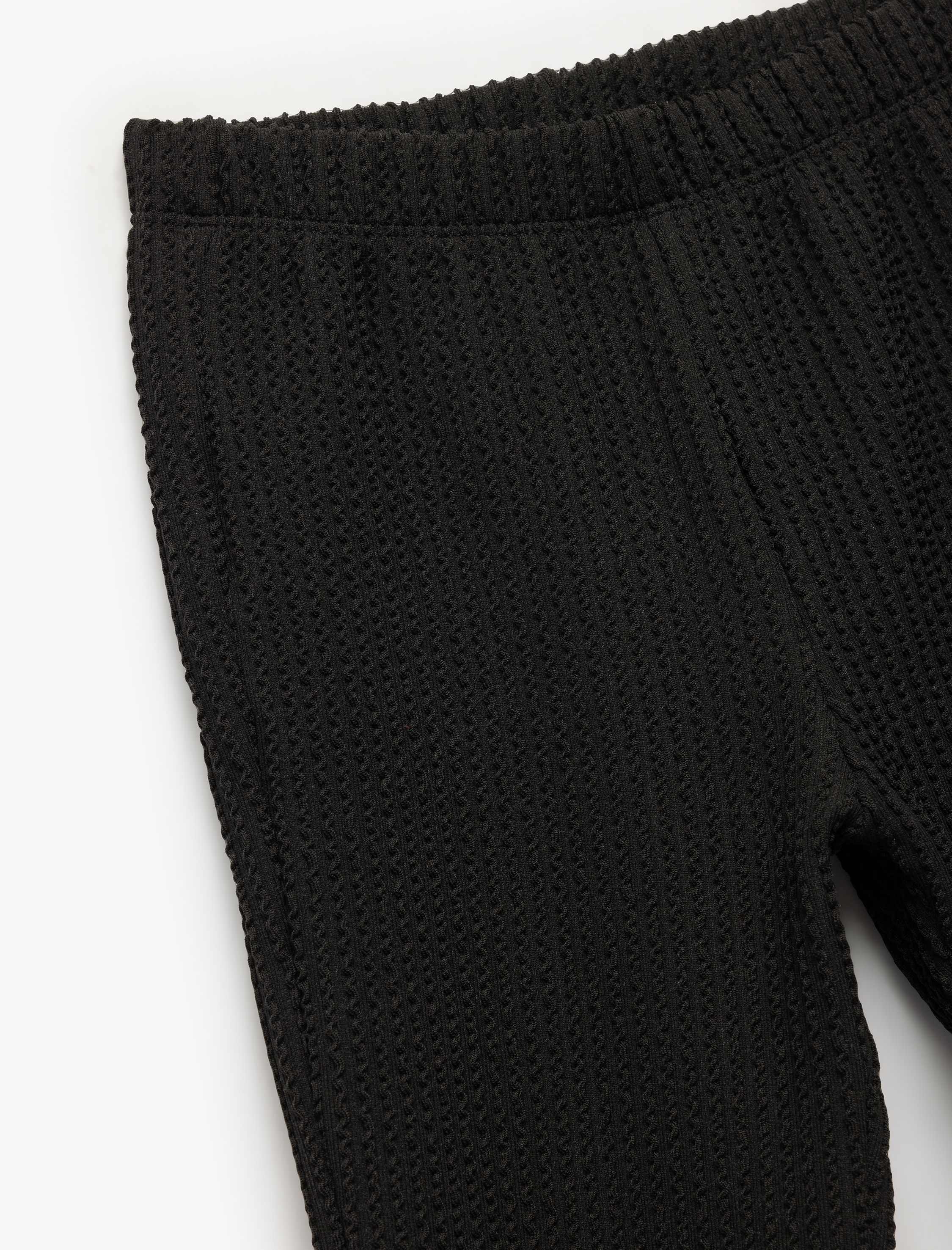 Kız Çocuk Beli Lastikli Dokulu  Basic İspanyol Paça Pantolon