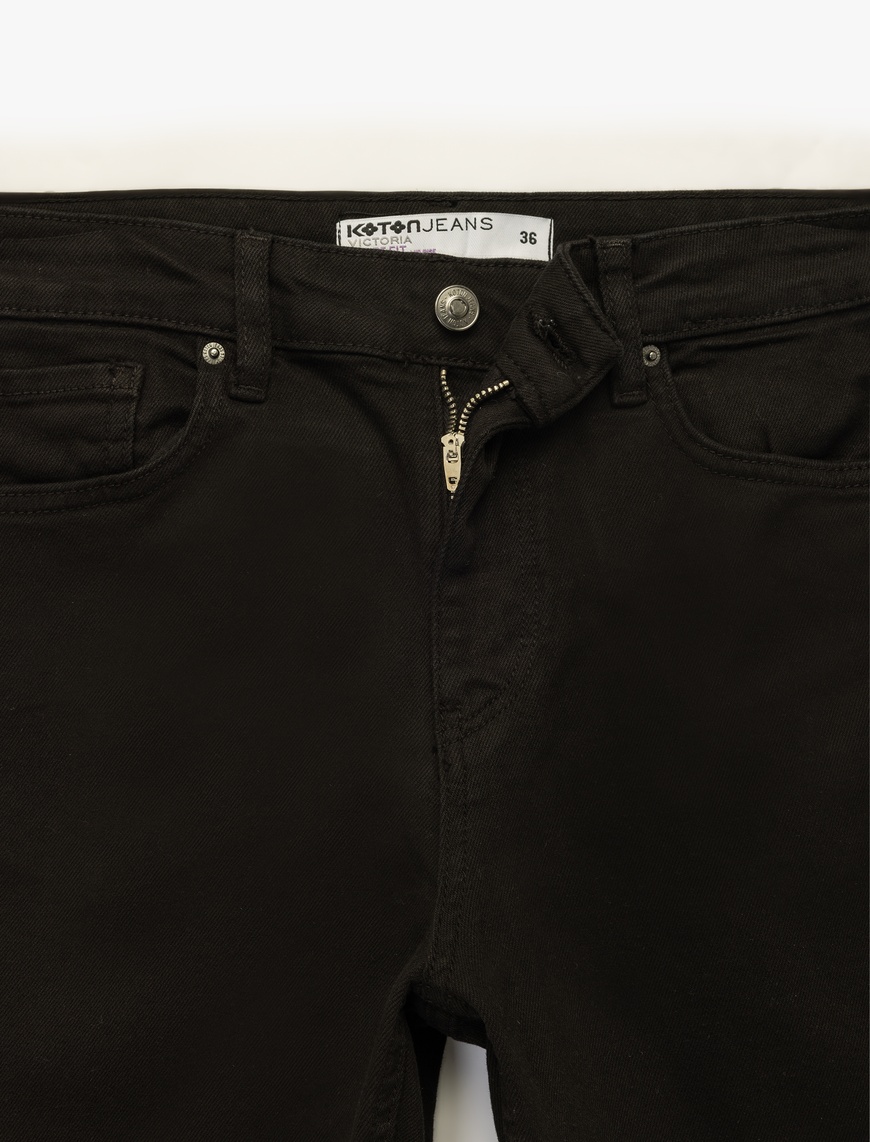   Yüksek Bel Dar Kalıp Pamuklu İspanyol Paça Jean Pantolon - Flare Jeans