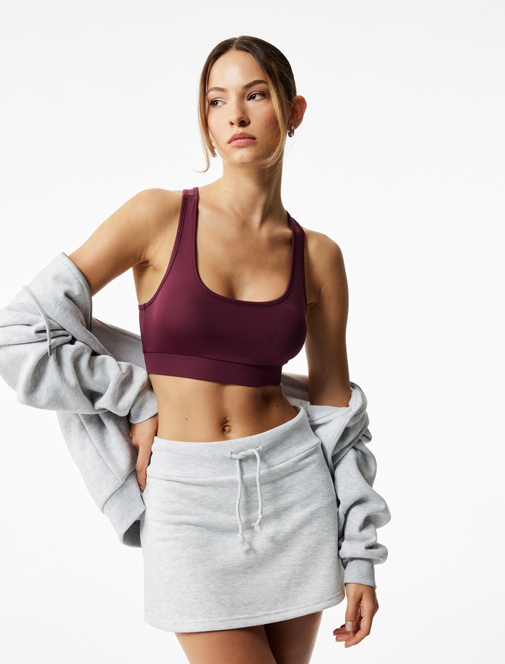  Şardonlu Nakışlı Beli Bağcıklı Spor Şort Etek