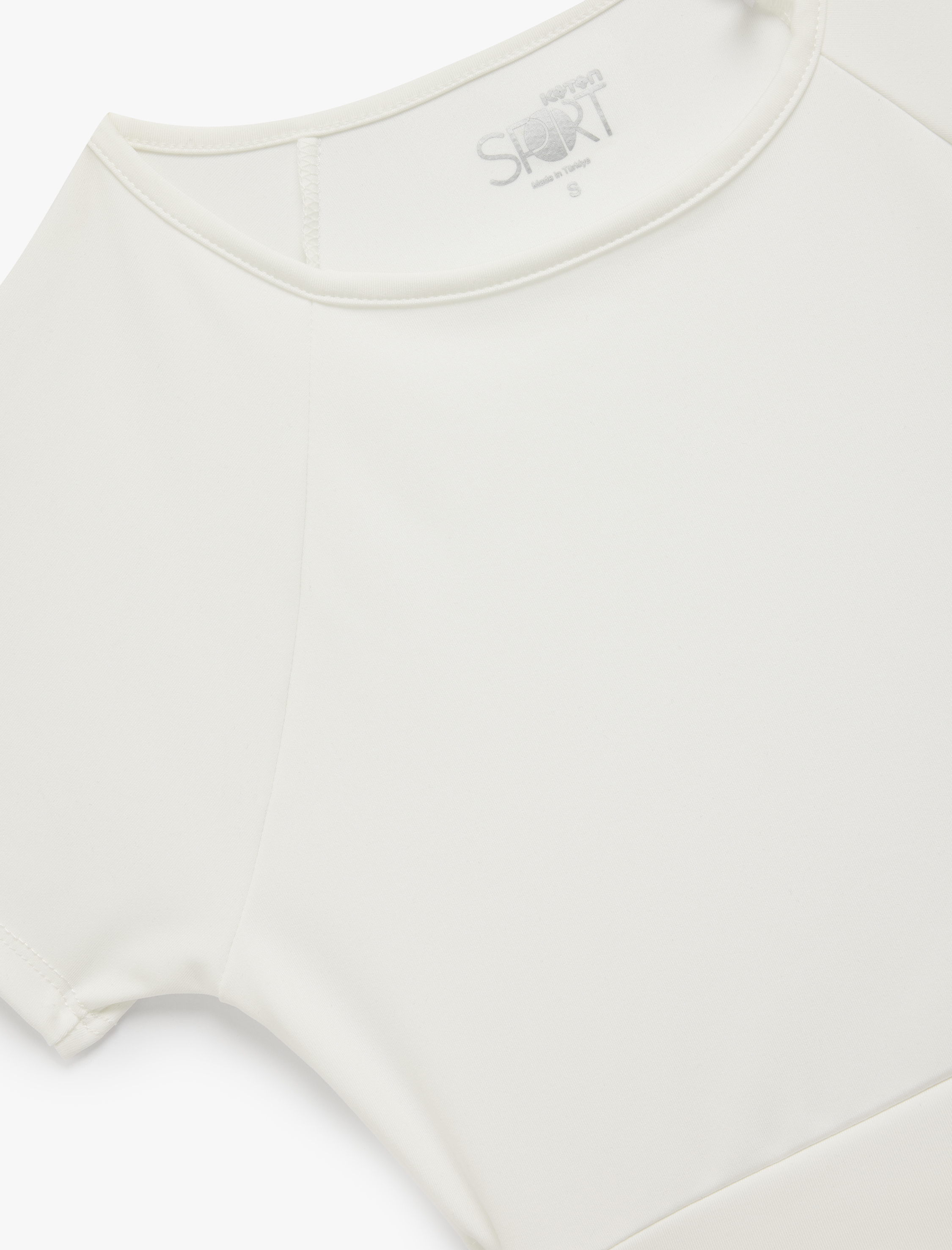   Slim Fit Kısa Kollu Bisiklet Yaka Crop Bağlama Detaylı Spor Tişört