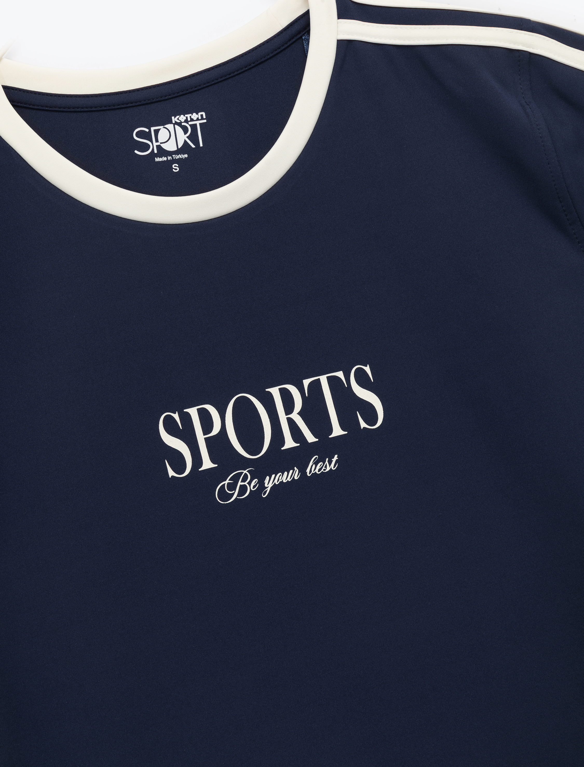   Kısa Kollu Bisiklet Yaka Biyeli Baskılı Spor Tişört