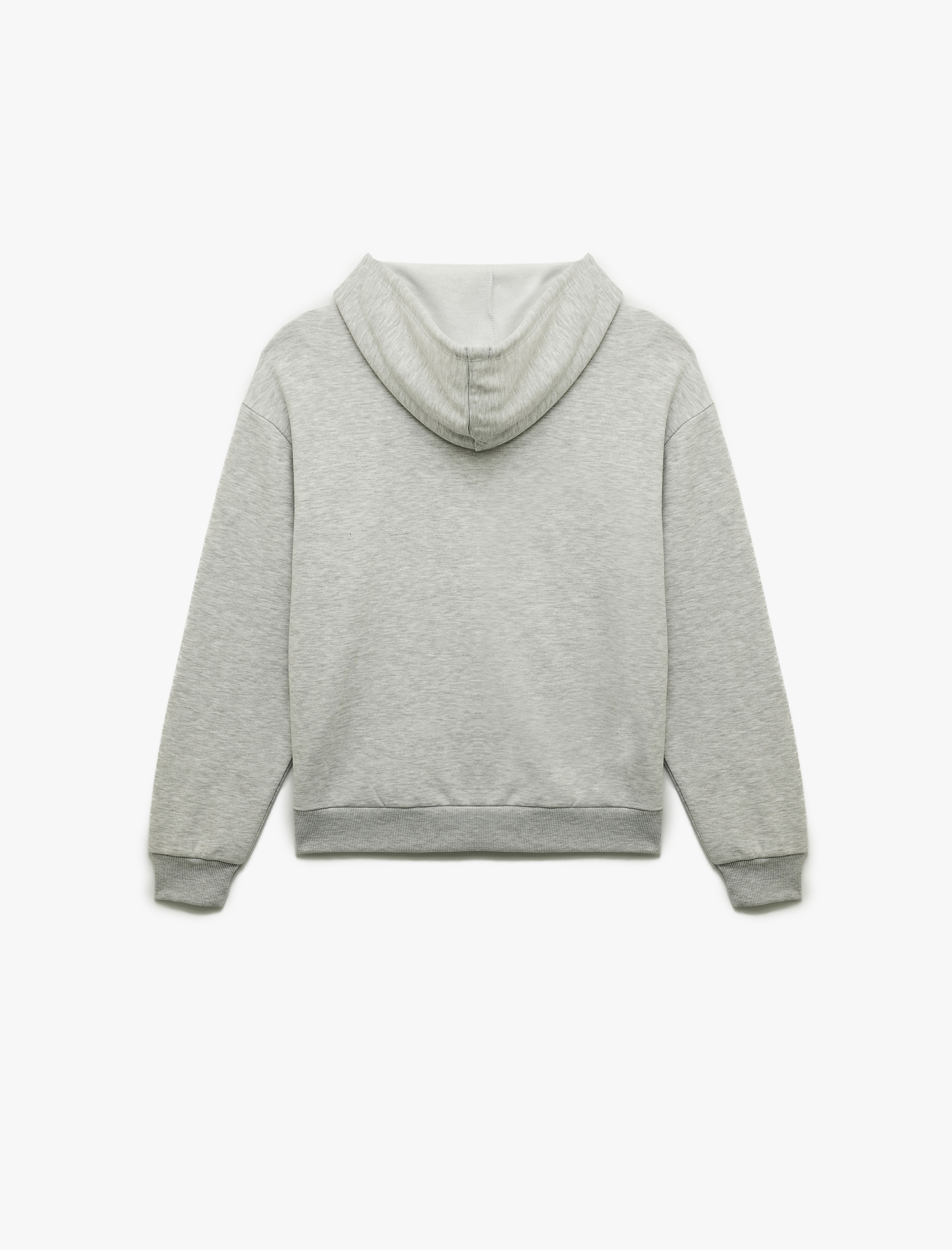   Fermuarlı Kapüşonlu Kanguru Cepli Uzun Kollu Şardonlu Oversize Spor Sweatshirt