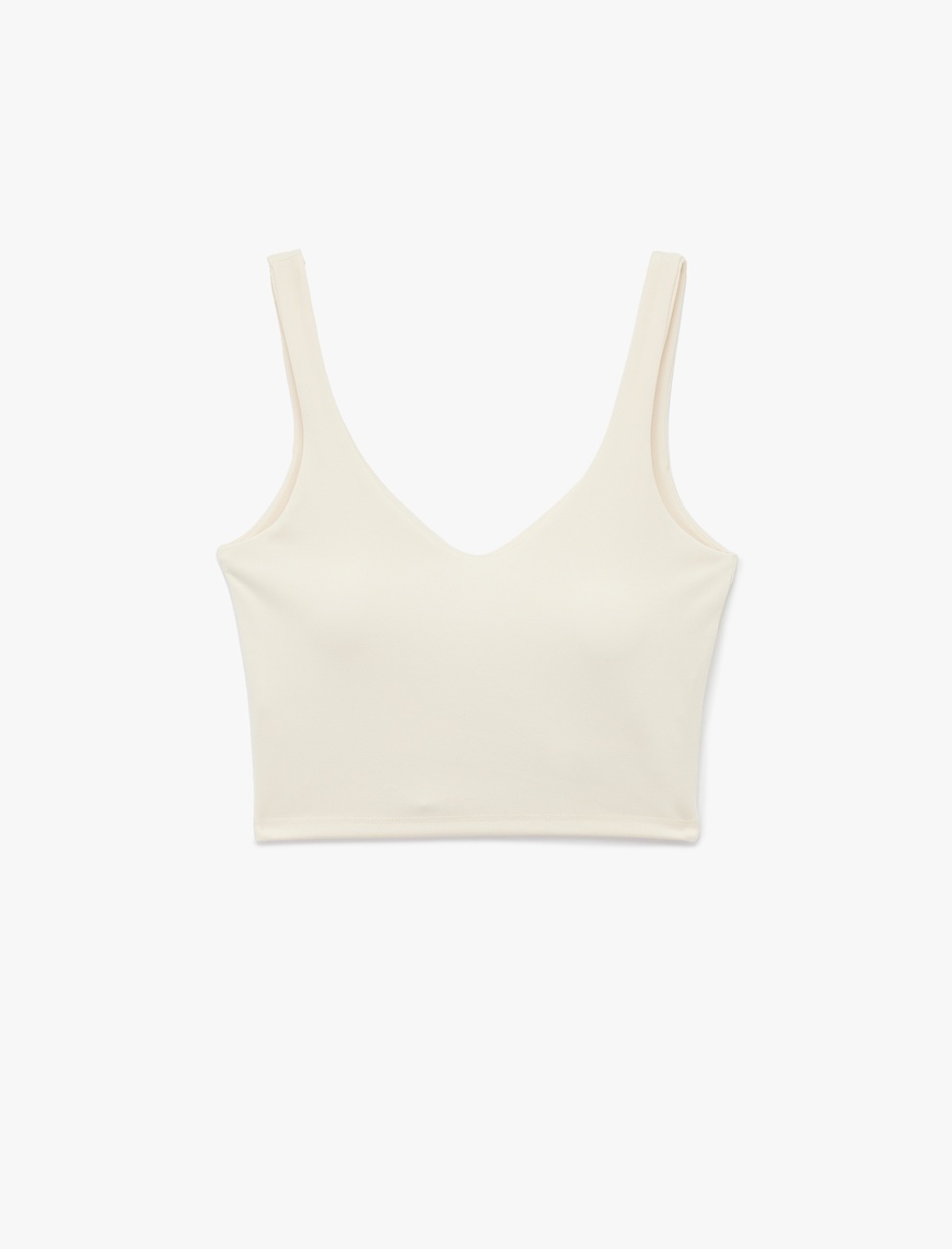   V Yaka Slim Fit Kaplı Sporcu Sütyeni