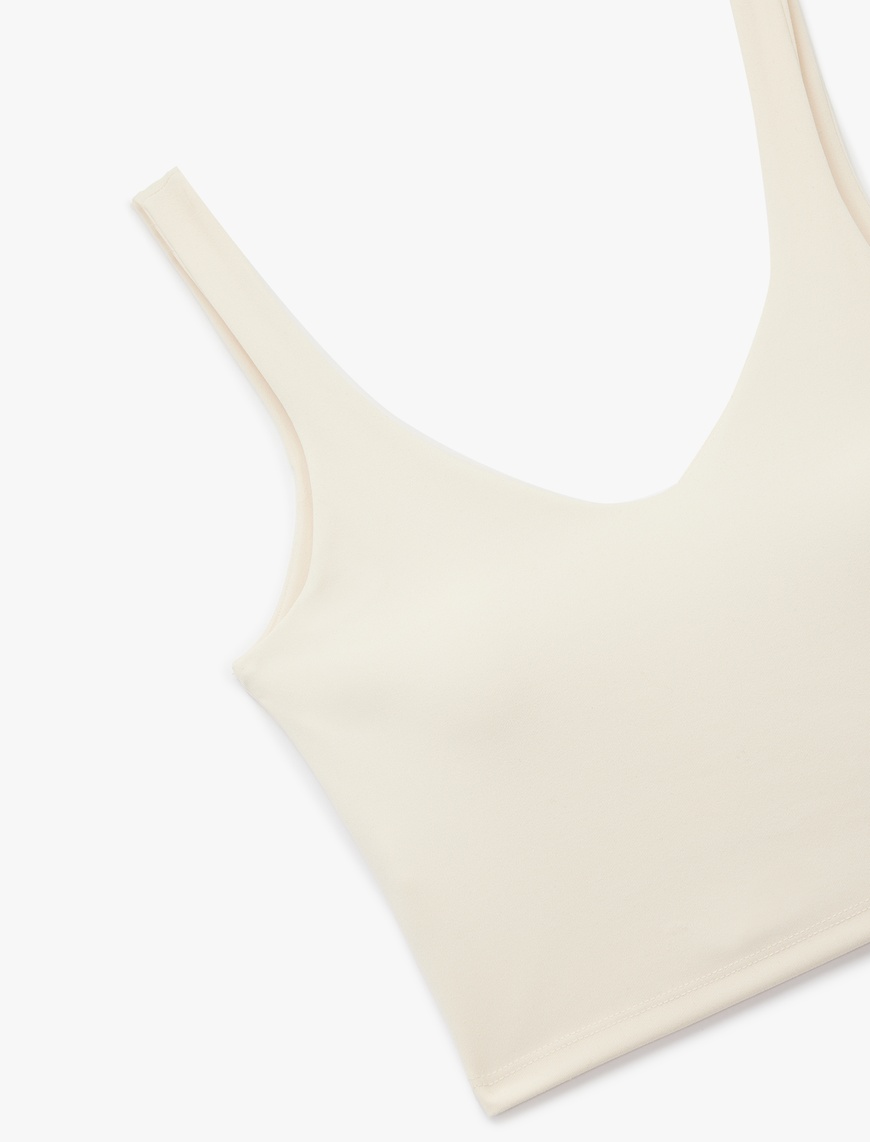   V Yaka Slim Fit Kaplı Sporcu Sütyeni