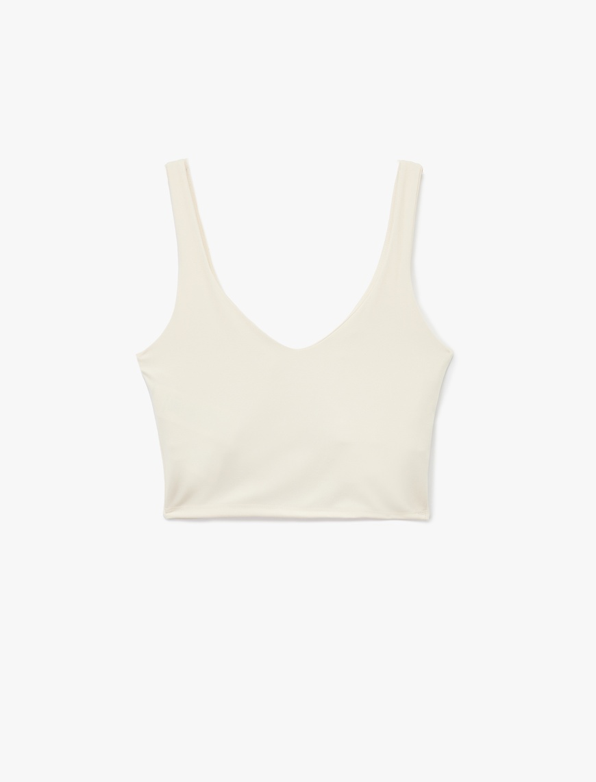   V Yaka Slim Fit Kaplı Sporcu Sütyeni