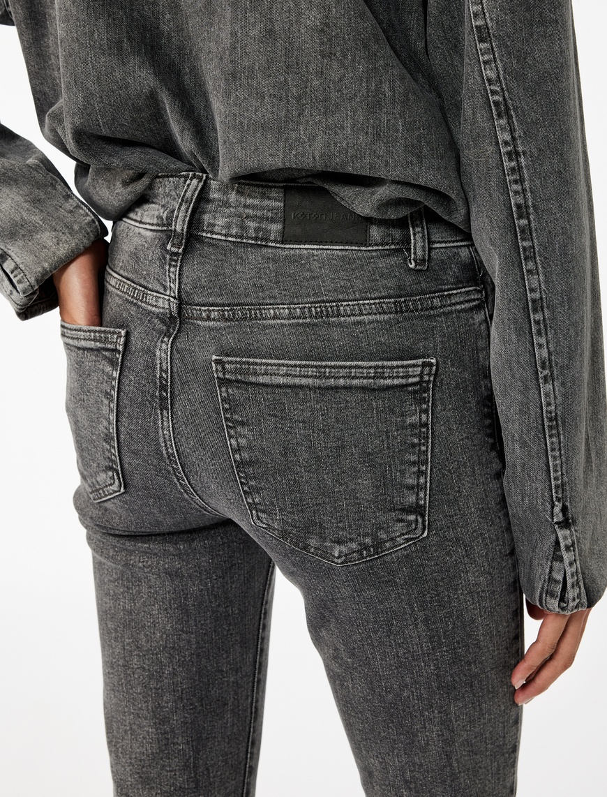   Pamuklu Normal Bel Dar Kesim İspanyol Paça Jean Pantolon - Flare Jeans