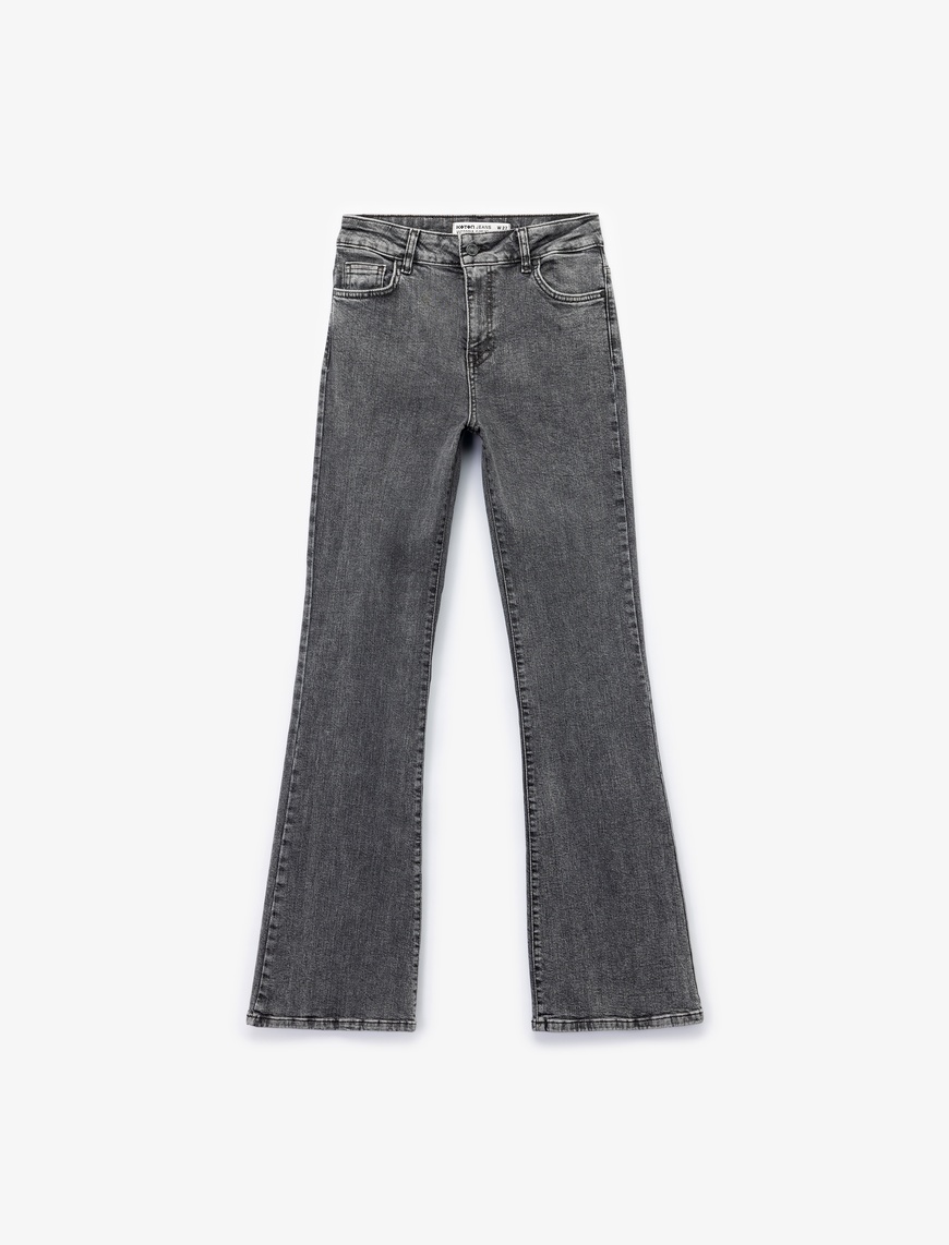   Pamuklu Normal Bel Dar Kesim İspanyol Paça Jean Pantolon - Flare Jeans