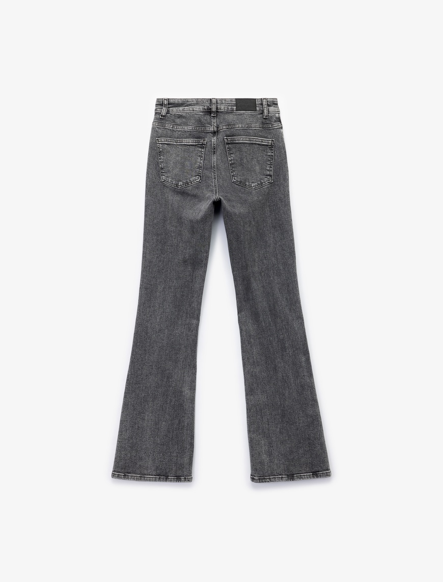   Pamuklu Normal Bel Dar Kesim İspanyol Paça Jean Pantolon - Flare Jeans