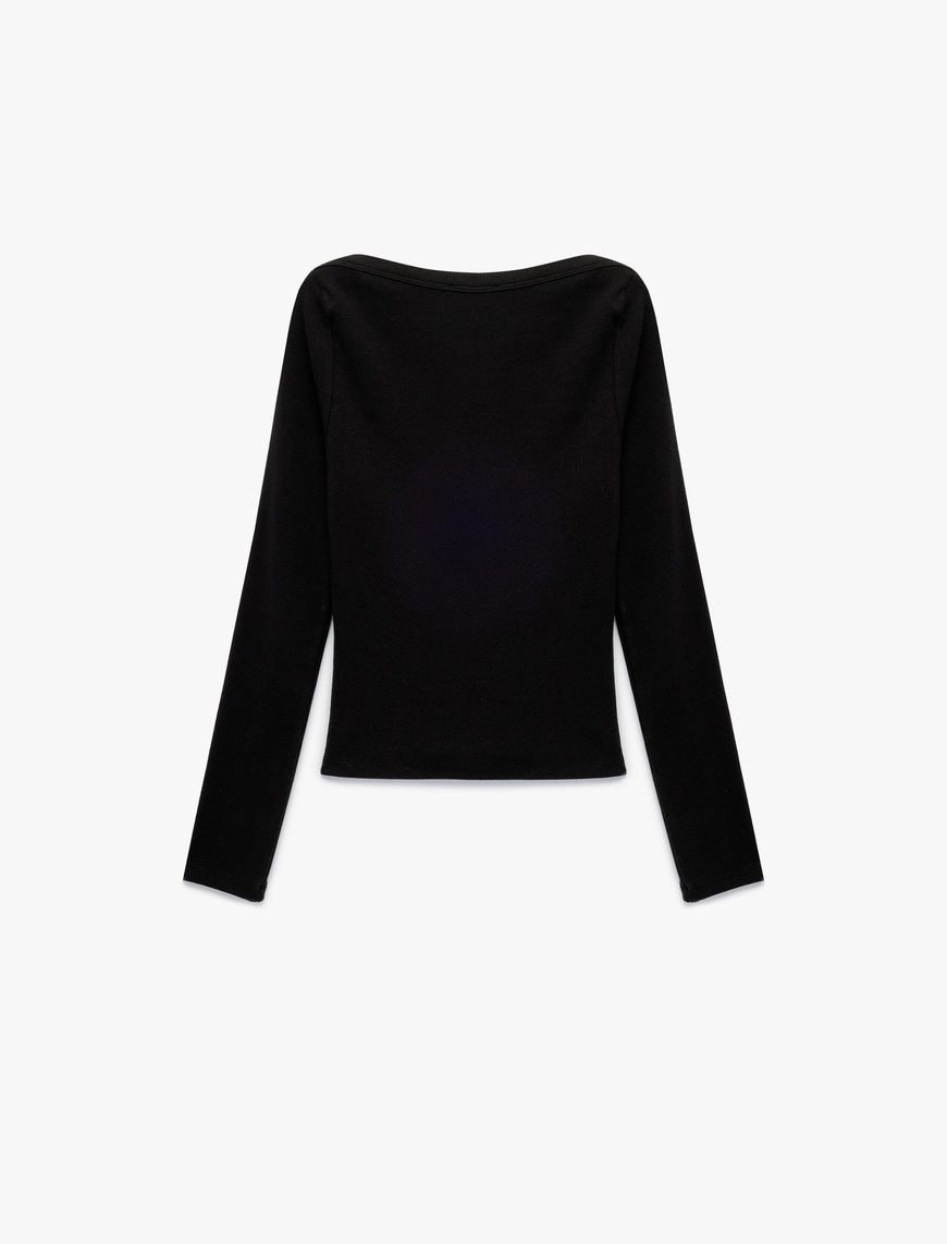   Pamuklu Uzun Kollu Bisiklet Yaka Slim Fit Basic Tişört