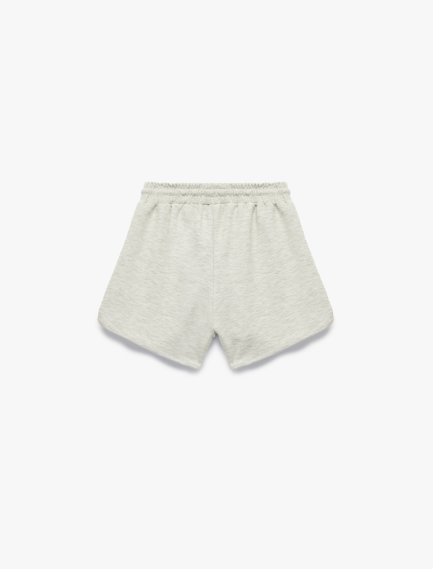  Viskon Karışımlı Rahat Kalıp Yüksek Bel Bağcıklı Baskılı Mini Spor Şort