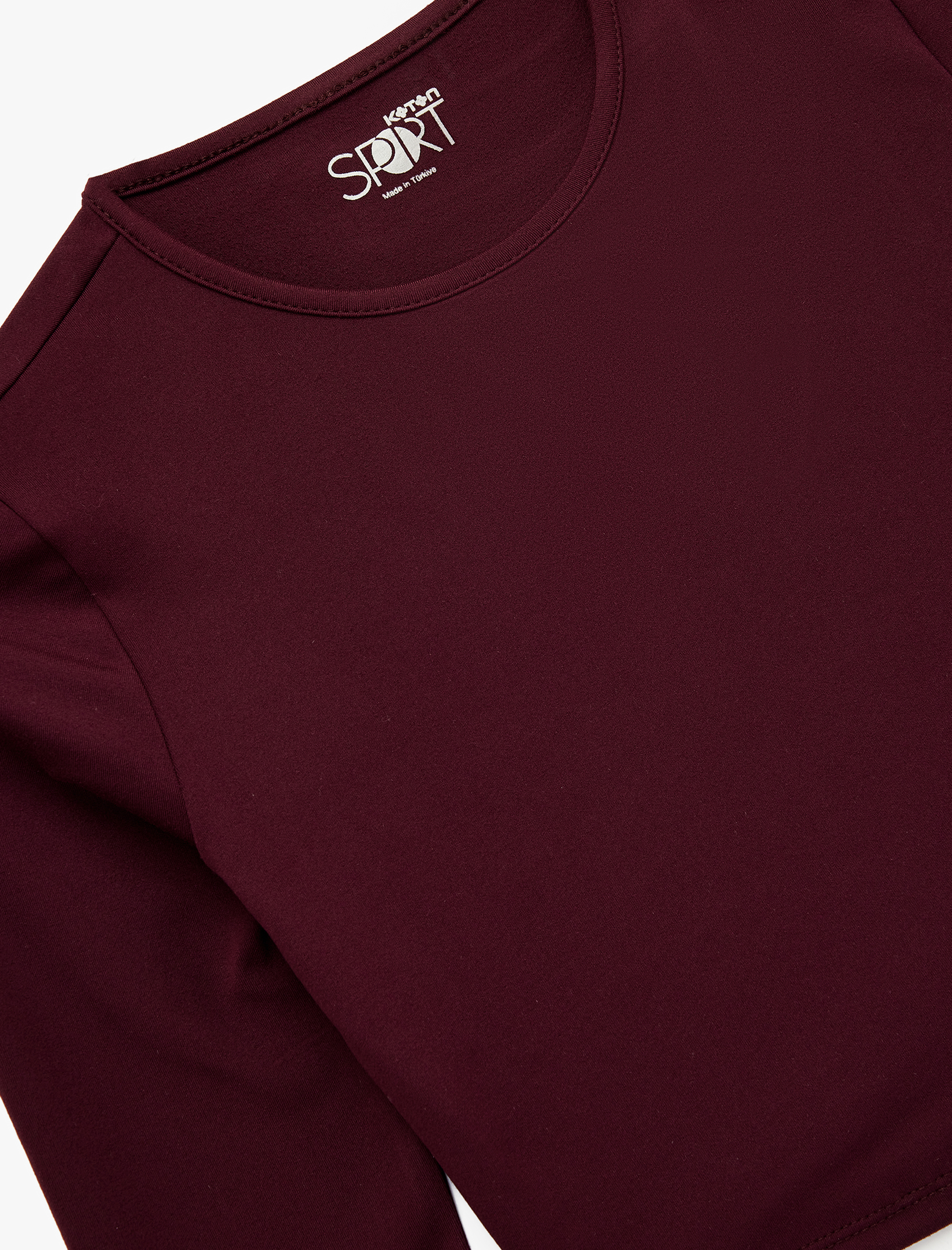   Slim Fit Uzun Kollu Bisiklet Yaka Crop Spor Tişört