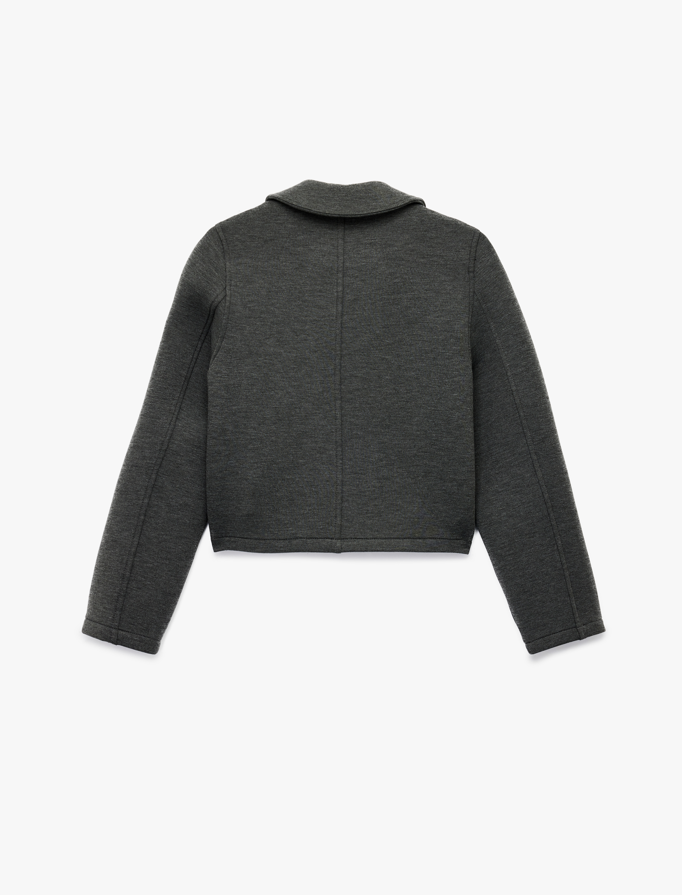   Scuba Kumaş Uzun Kollu Fermuarlı Crop Spor Ceket