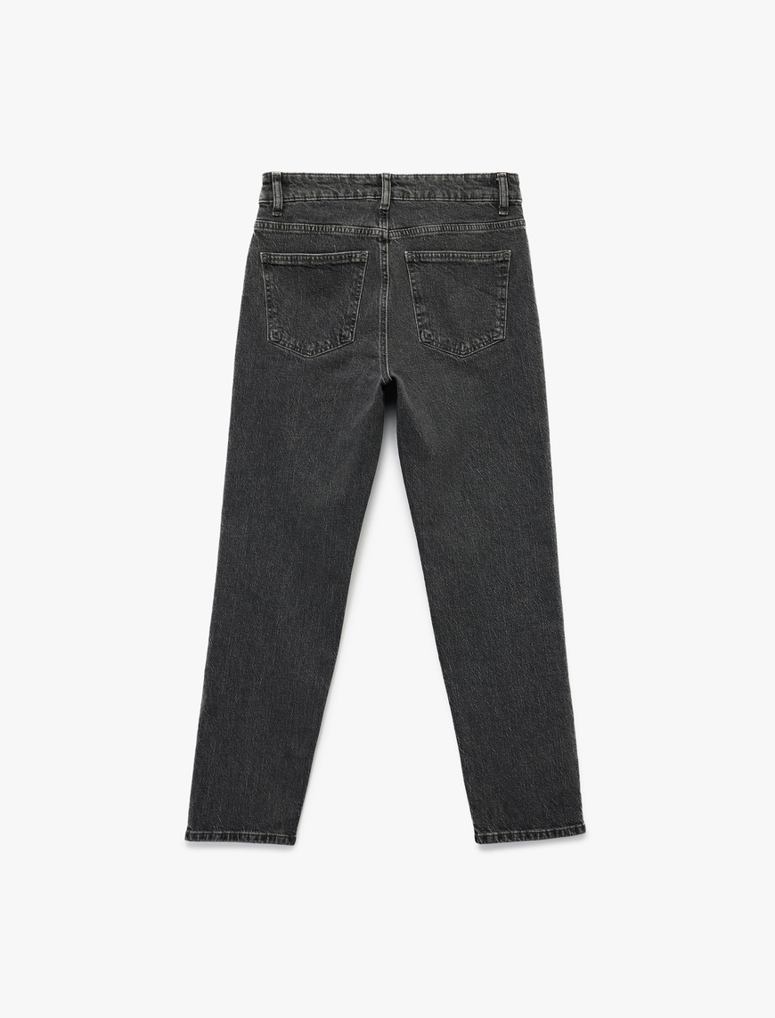   Standart Bel Düz Paça Düğmeli Cepli Straight Fit Jean Pantolon - Straight Jeans
