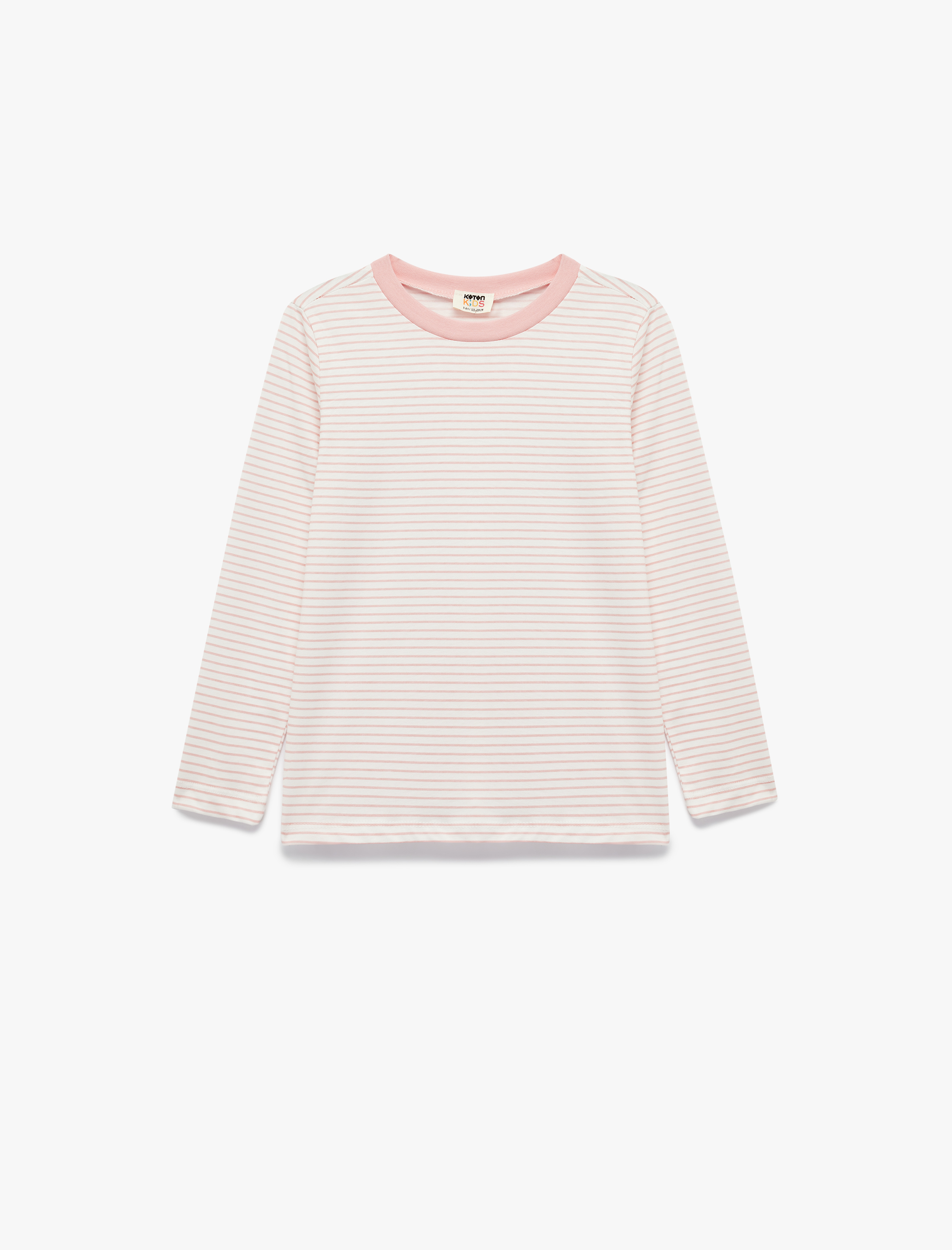  Kız Çocuk Pamuklu Bisiklet Yaka Uzun Kollu Desenli 5'li Tişört Seti