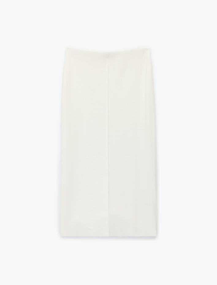  Slim Fit Midi Nervür Detaylı Kalem Etek