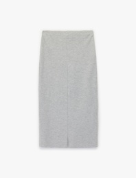 Slim Fit Midi Nervür Detaylı Kalem Etek