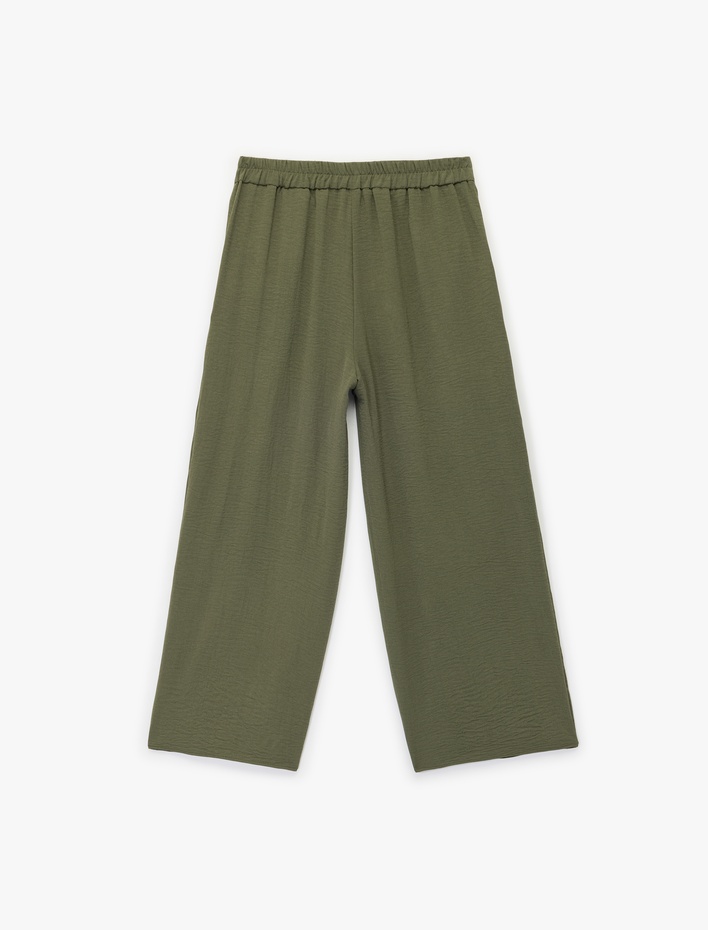  Aerobin Kumaş Pileli Cepli Culotte Fit Kısa Bol Kısa Paça Pantolon